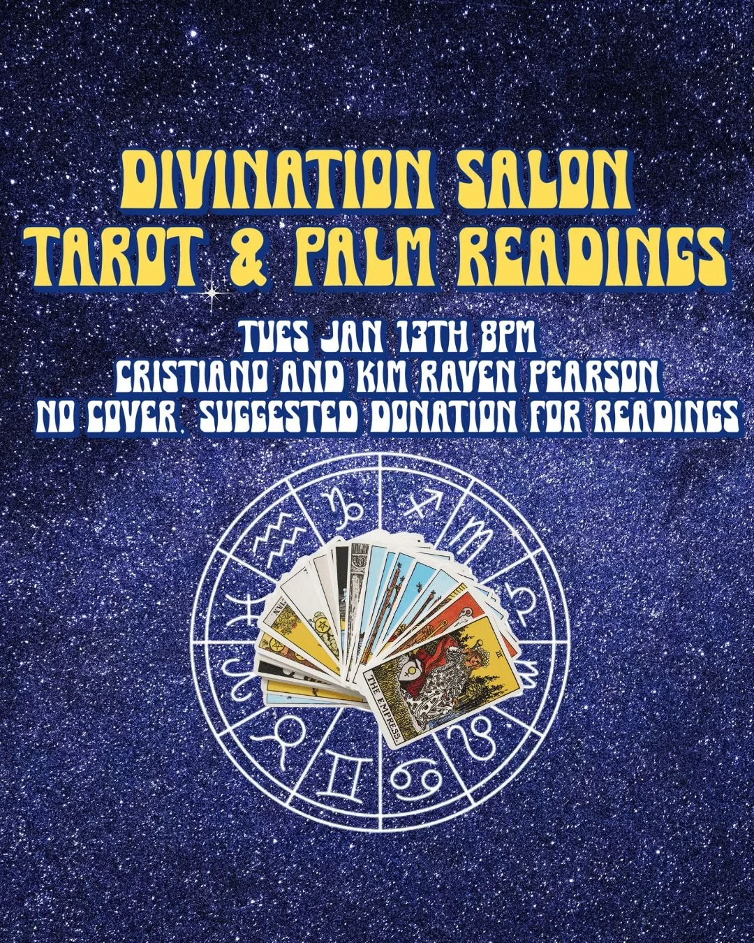 New Year, New You? Come to The Quarters and sit with Cristiano and Kim for a palm or tarot reading and a chance to reflect on what has been and will be. Always a really wonderful evening and a little bit of thought and care about the road ahead is a 