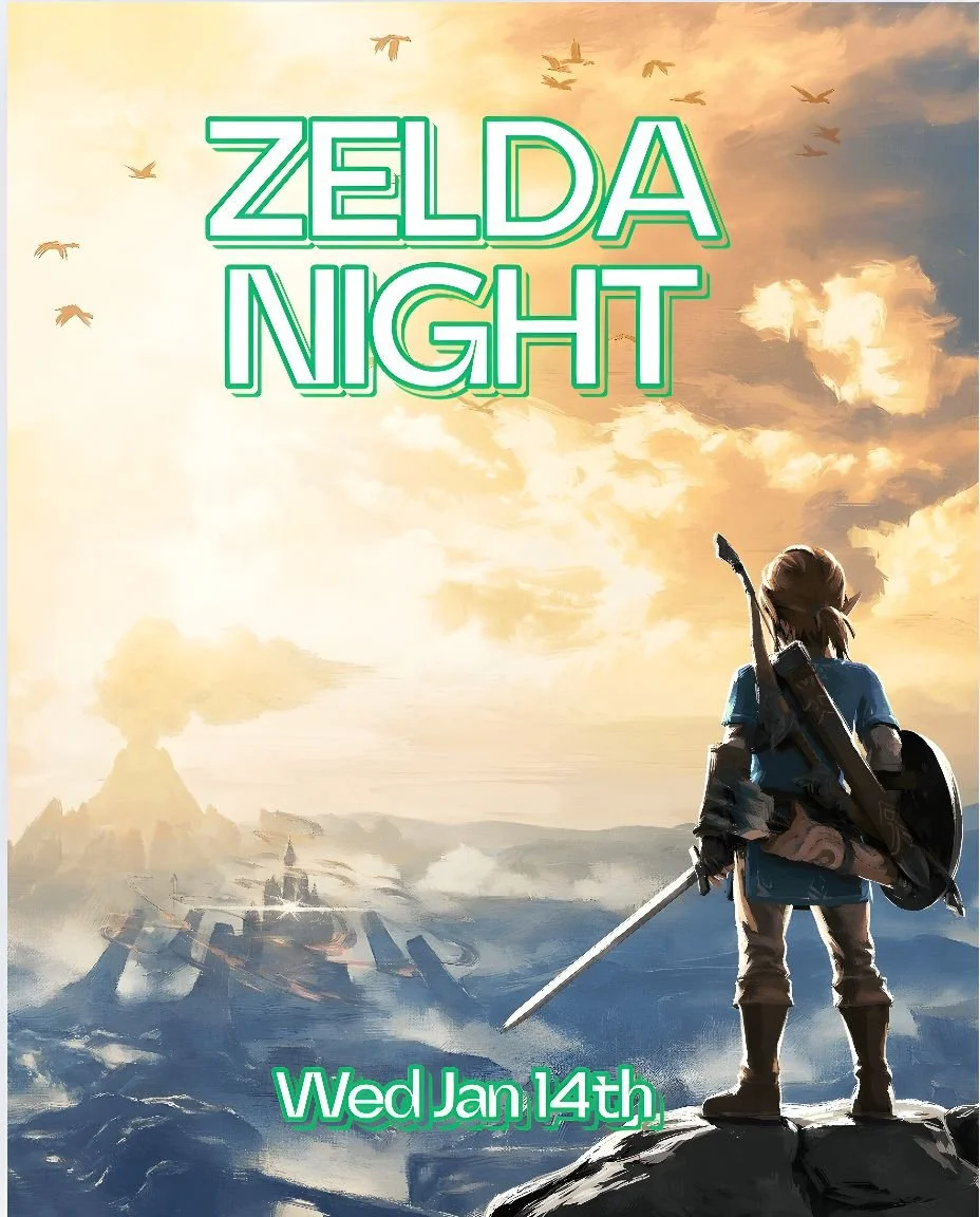 Wednesday night grab your shield and bow and head to the Quarters in search of your favorite potions! It's zelda night and we'll have a night of zelda inspired food and drink specials, decor, cartoons and and old school console set up at the bar you 