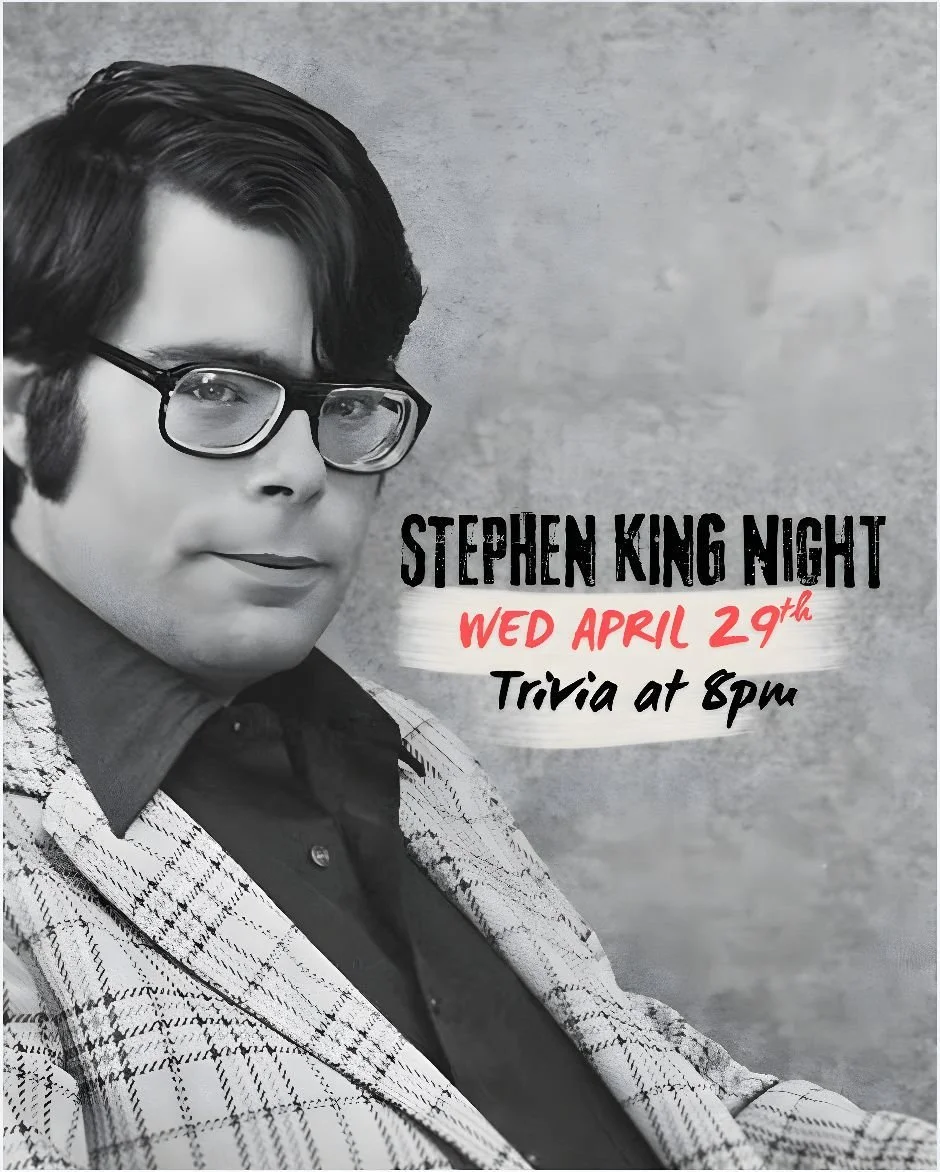 Mark your calendars for a super spooky night at The Quarters! Stephen King night will be sure to tingle your spine, terrorize your nerves and scare you silly, from The Overlook to Derry, Cujo to Pet Sematary you'll goosebumps will get goosebumps. 

S