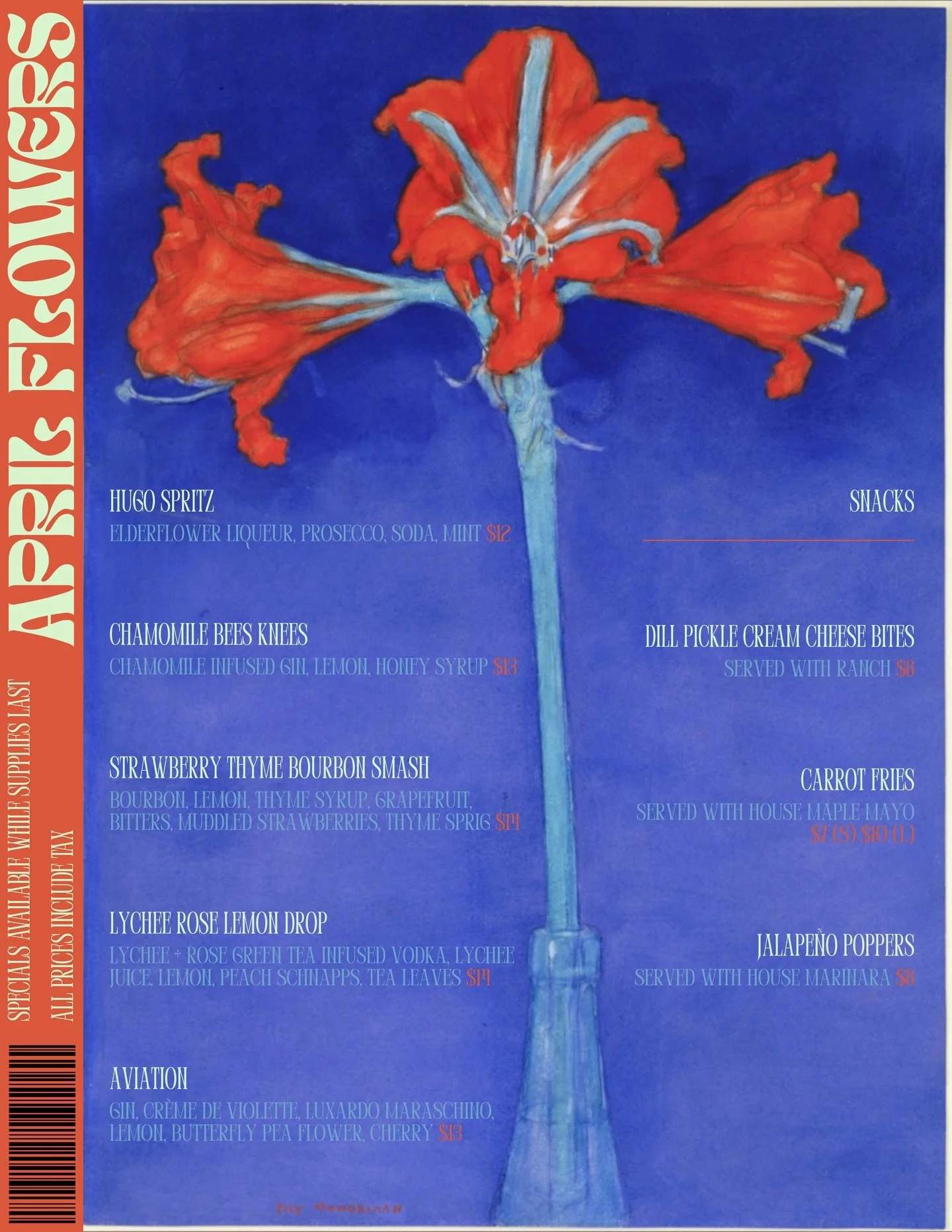 Menu drop for our April Showers botanical cocktail night tonight!