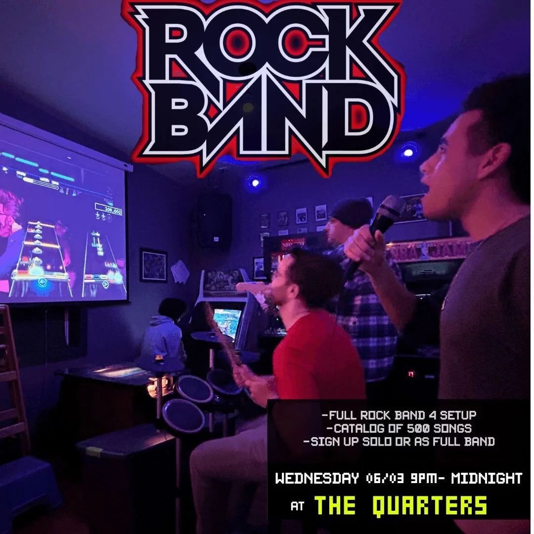 Tonight! Our monthly Rockband night returns! 
Play a full band Rockband set up on the projector with friends or solo. Choose from hundreds of songs and cheer on other performers.

9pm-midnight!