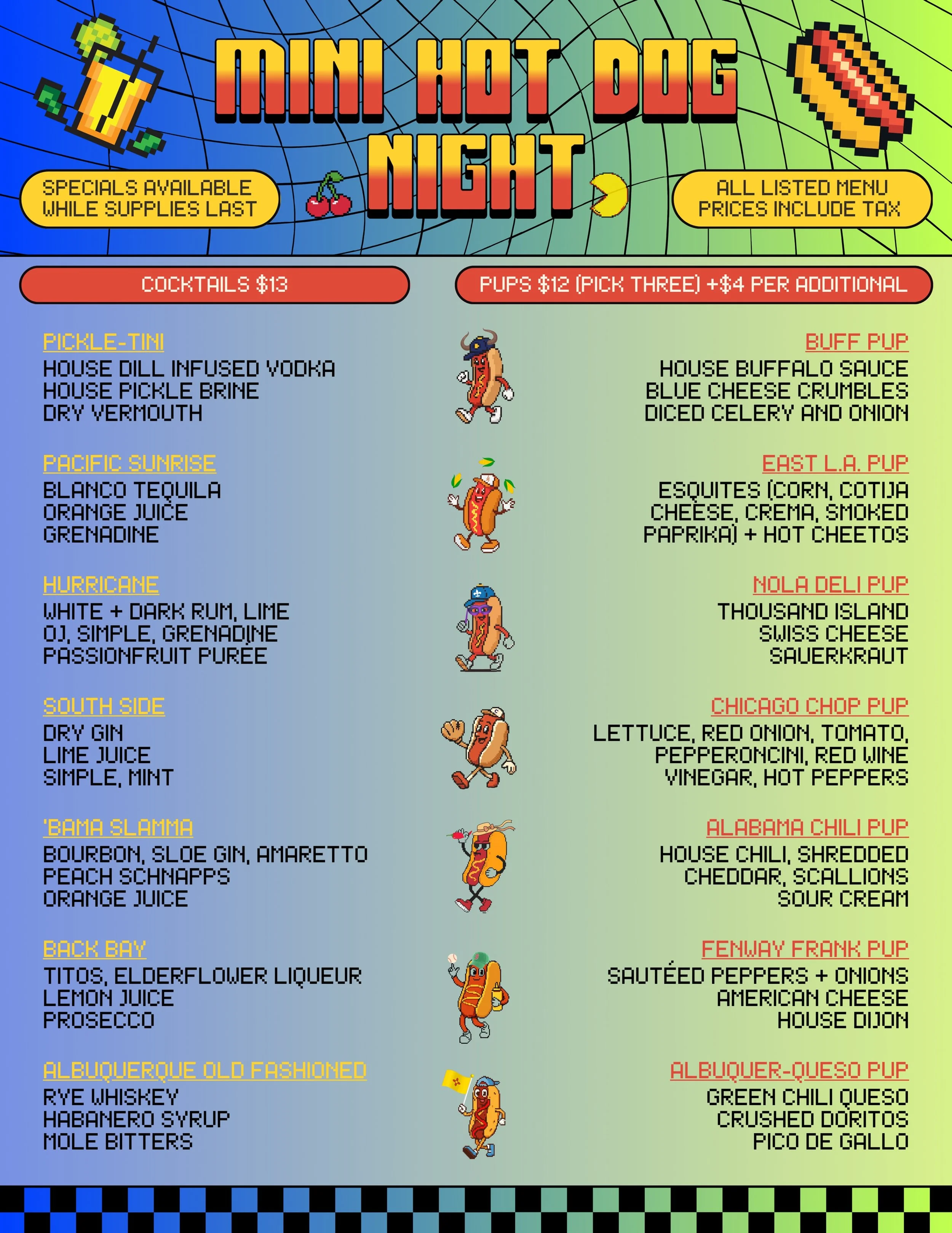 Our mini hot dog night returns! (With a new date!) Wed Aug 5th we have a full menu of mini hot dog mania along with some super duper drink specials! Food kicks off at 4pm and Rockband on the projector starts at 9pm. SEE YOU THERE 🏄🌭🍹🎤