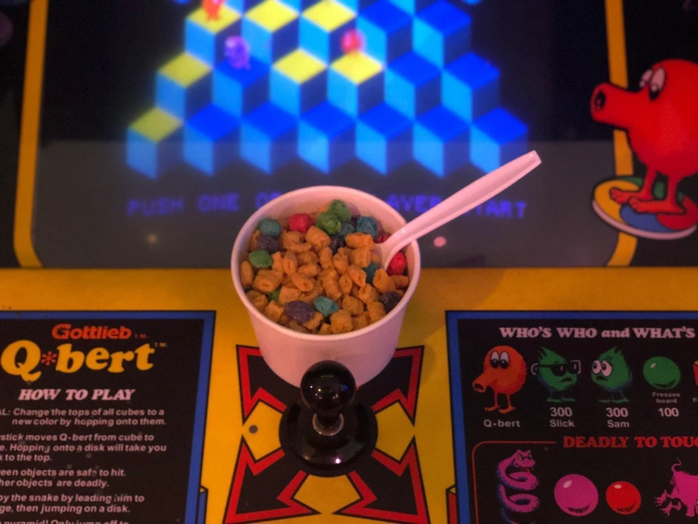 Looking for weekend plans? Head to The Quarters on Saturday and Sunday morning from 10am-noon for unlimited play on over 40 vintage arcade games and unlimited cereal buffet along with cartoons on the projector!
