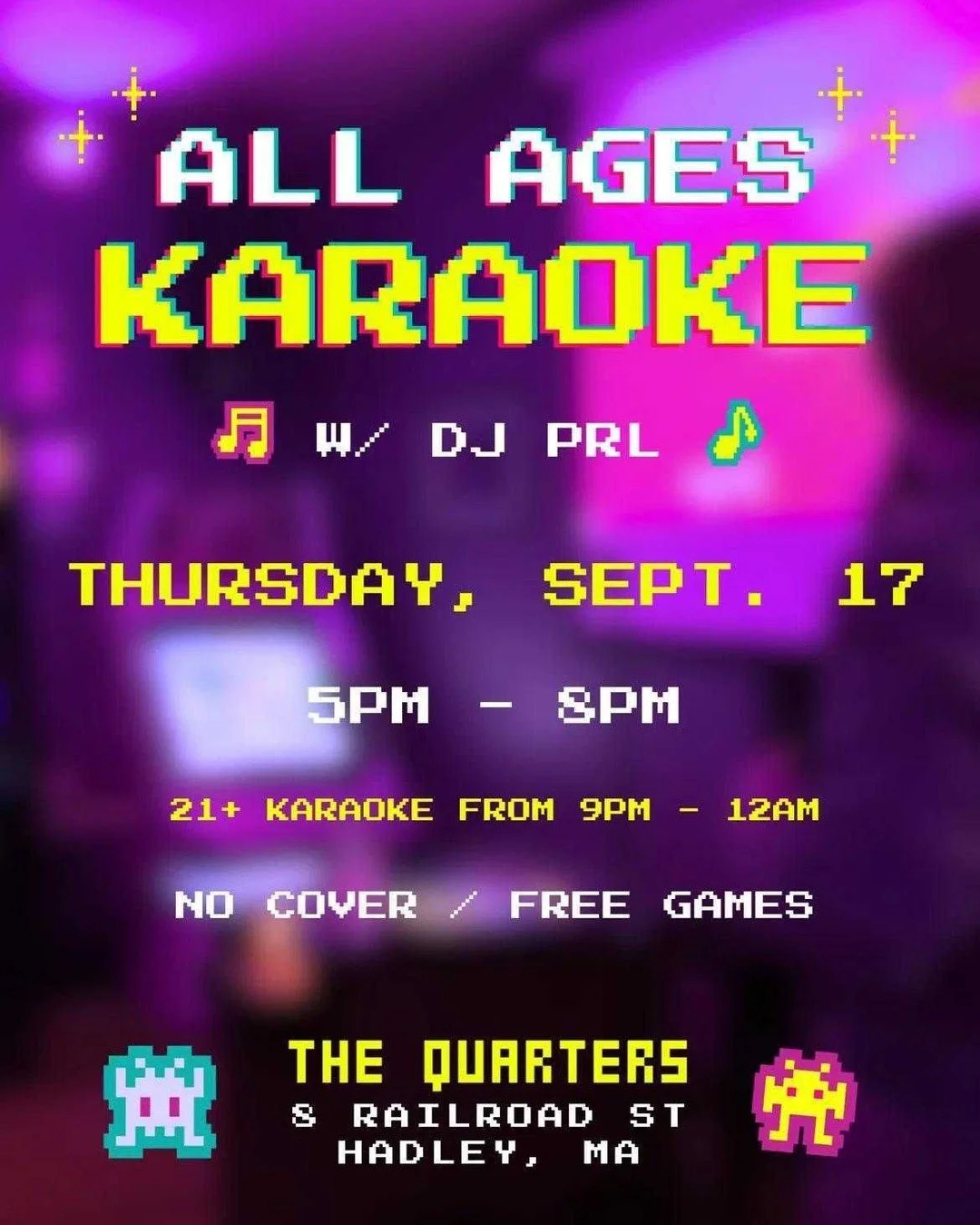 All ages Karaoke returns Thursday Sept 17th, 5pm-8pm.
Bring your friends, families and fans and show the world what you've got! Pick your favorite song, sing alone or with a friend and wow the crowd.

This is always so much fun and can't wait to hear
