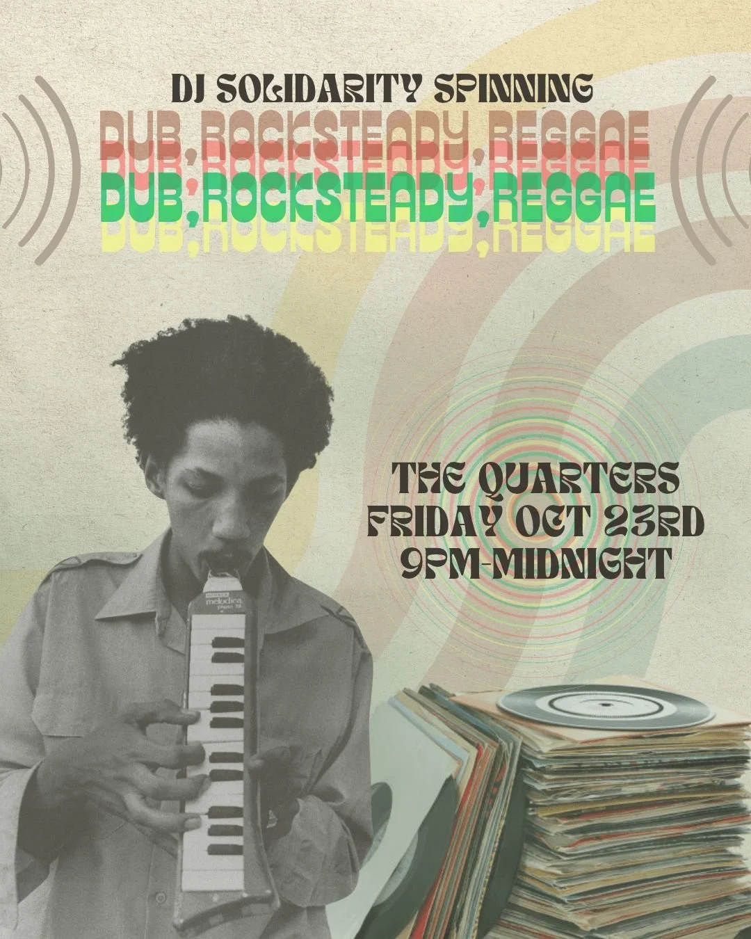 Friday October 23rd, DJ Solidarity returns for a night of Roots, Reggae, Dub, Rocksteady and Dancehall vinyl. Enjoy some killer tunes while playing some Rampage! 9pm-close