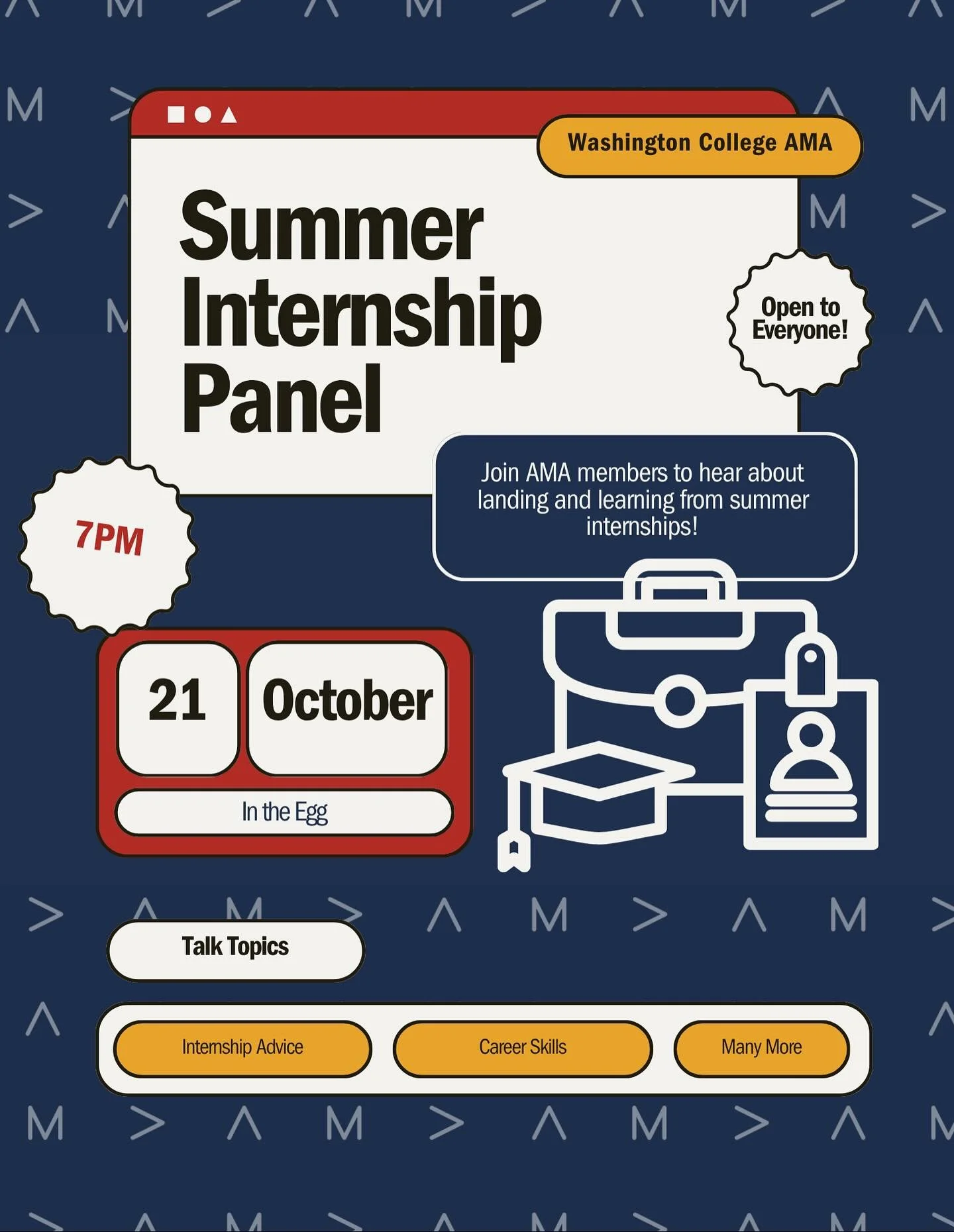 Join us tonight at 7pm in the Egg to hear about our members summer internship experiences! Hoping to see everyone there!
