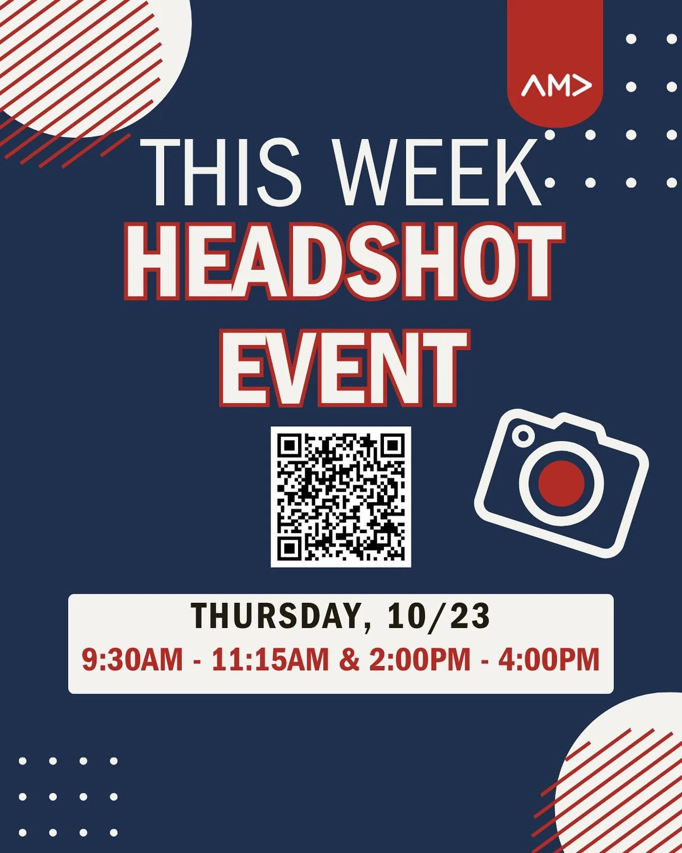 Headshot event 📸 this week! Scan the QR code or click the link to register for a time slot. Appointments are filling up quick, make an appointment today!

https://calendly.com/gkleinbussink2-washcoll/professionalheadshotevent