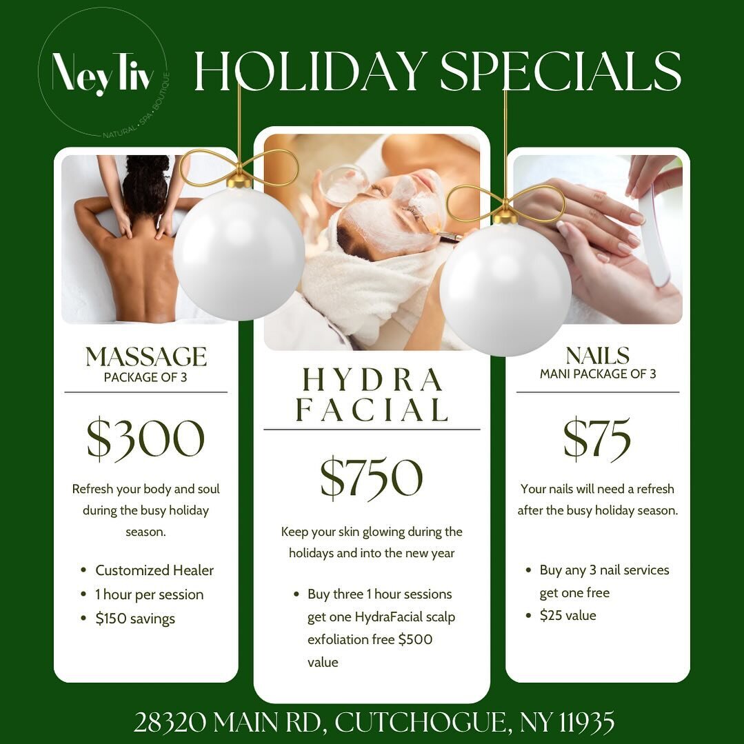 It&rsquo;s time to start thinking about holiday gifts and pampering yourself to get through the busy holiday season! Our holiday packages have arrived and there is BIG savings for everyone on your list (including you 😉)