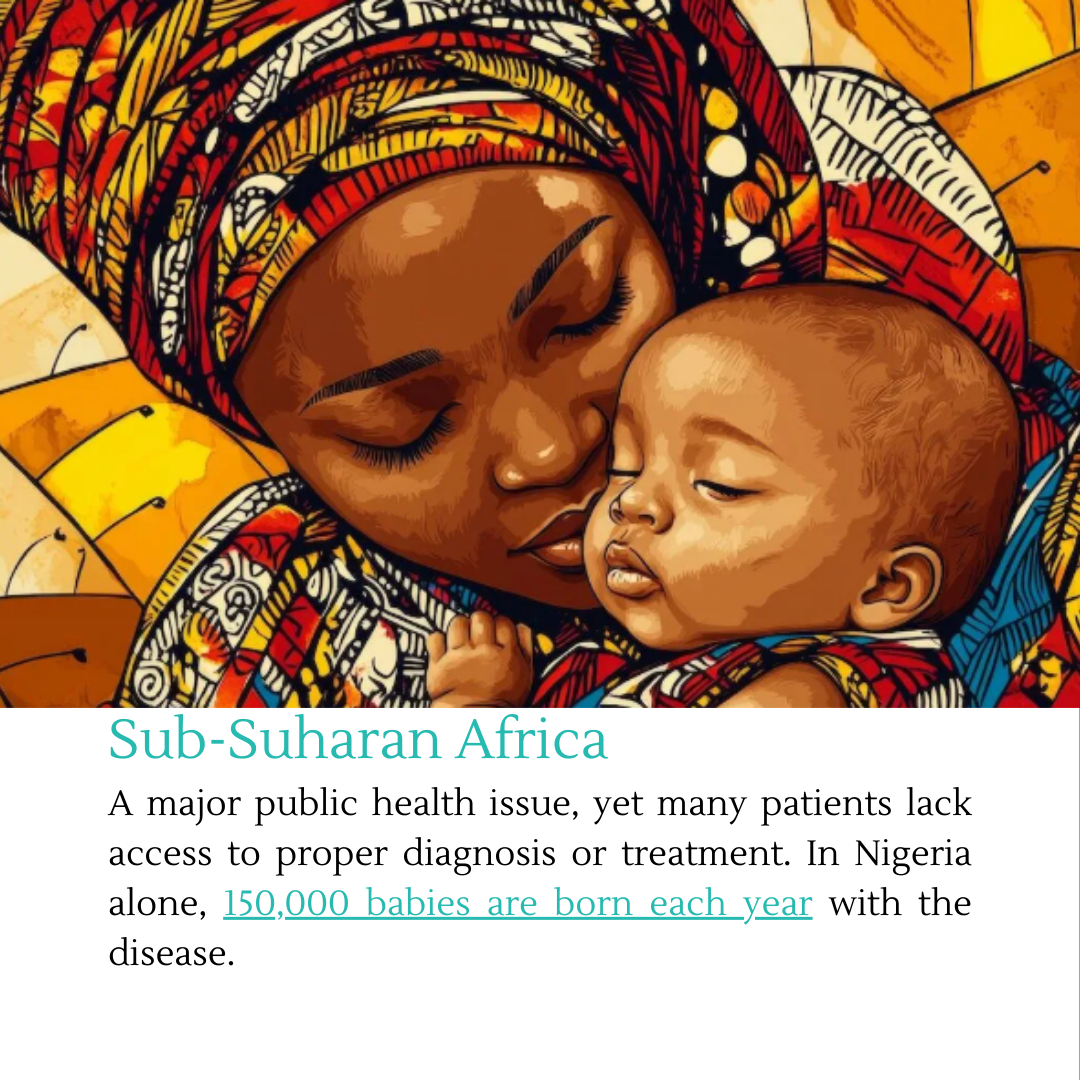 Illustration of a woman wearing traditional African clothing and headwrap, holding a sleeping baby close to her face.