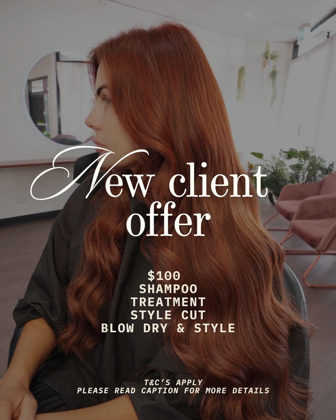 ✨ NEW CLIENT OFFER ✨

Never been to Pink Ginger? Or it&rsquo;s been over a year? We&rsquo;ve got something just for you 💖

For just $100, treat yourself to:
🫧 Shampoo
💆&zwj;♀️ Luxe treatment
✂️ Style cut
💨 Blowdry or styled finish

This offer is 