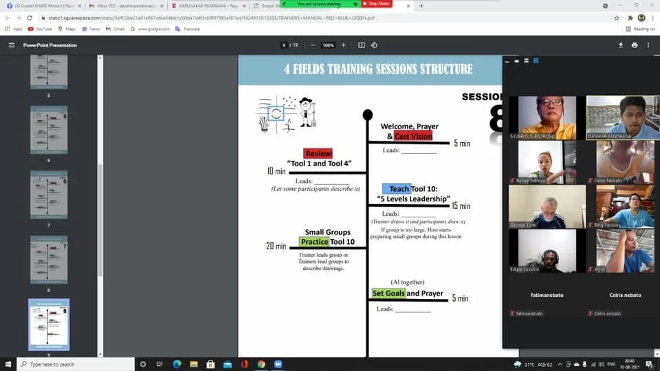 A NUMBER OF ONLINE 4 FIELDS DISCIPLESHIP MULTIPLICATION TRAININGS WITH DAYAKAR