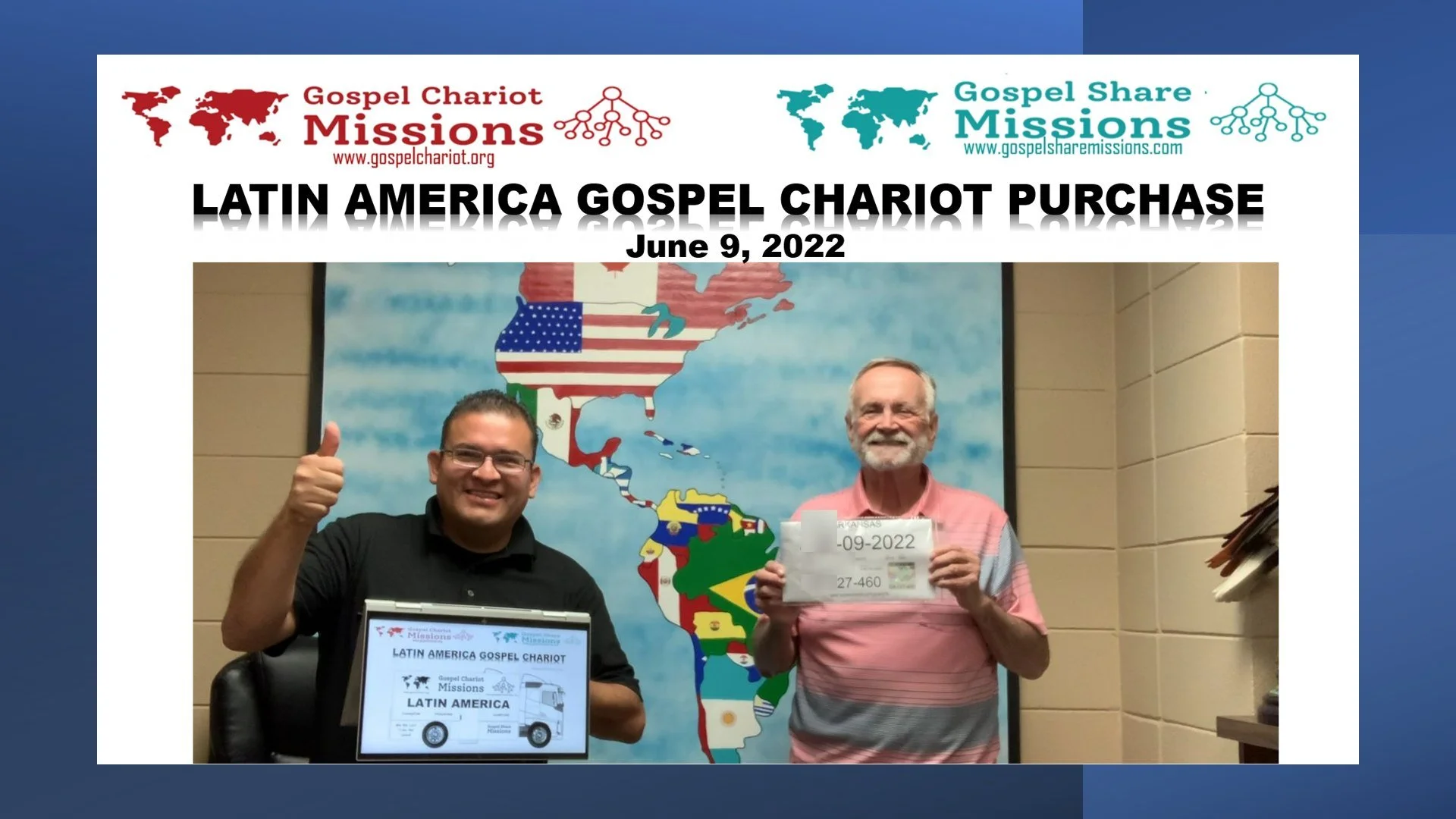 NEW GOSPEL CHARIOT TRUCK PURCHASED FOR LATIN AMERICA AND THE USA
