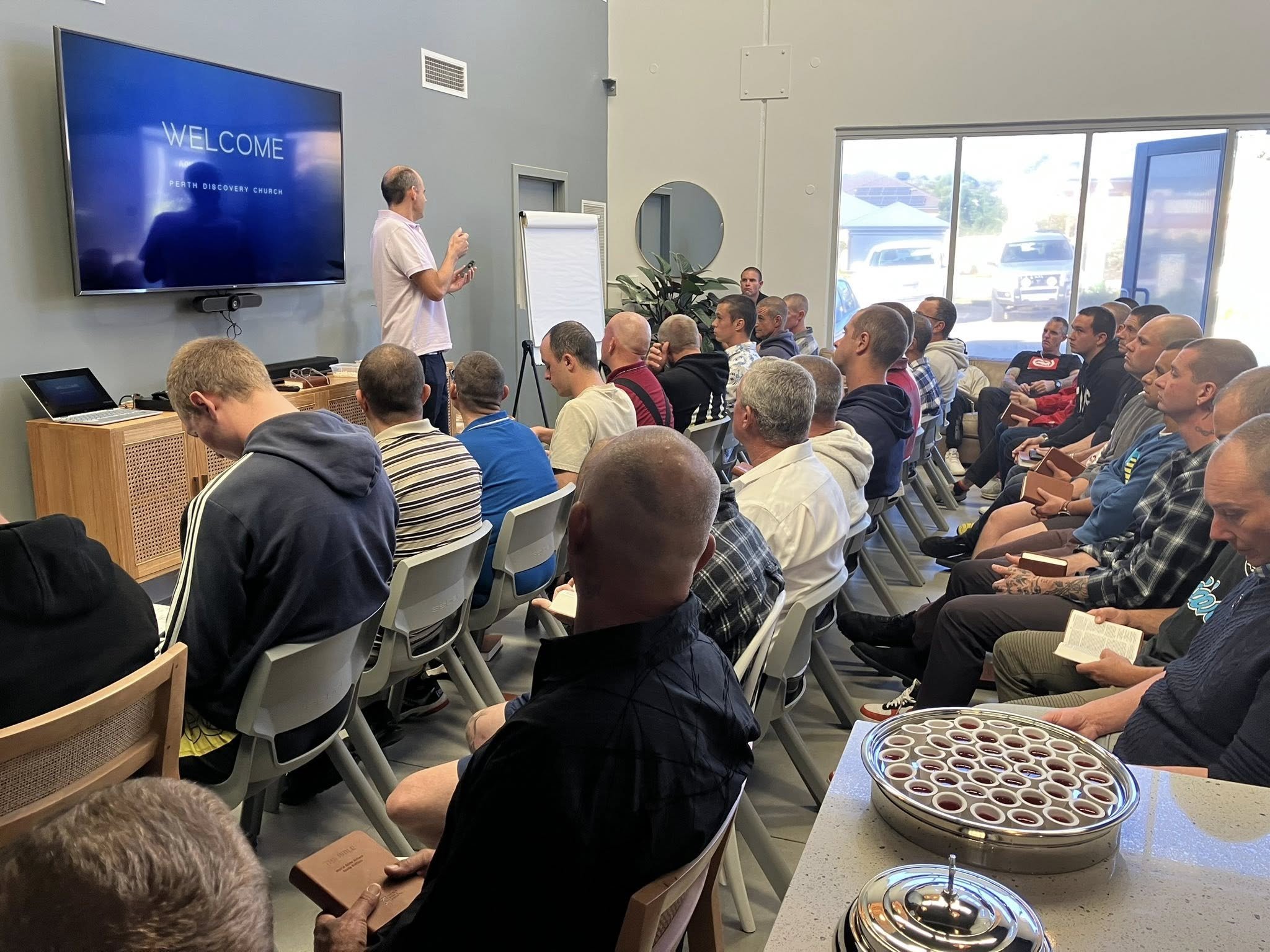 GREAT WORSHIP WITH THE MEN FROM SHALOM HOUSE THIS MORNING.