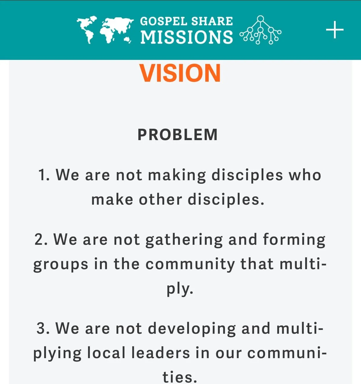 THE VISION OF GOSPEL SHARE MISSIONS