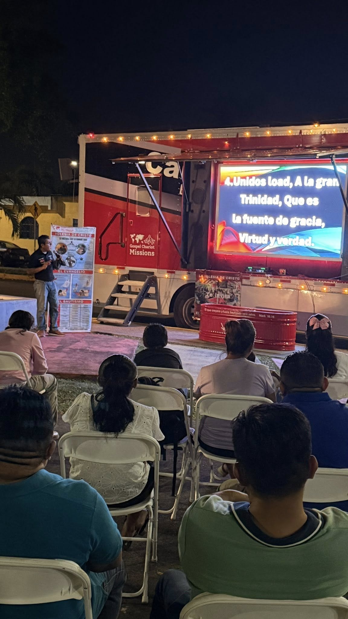 COZUMEL MEXICO 1ST NIGHT OF CAMPAIGN IN THE COMMUNITY.