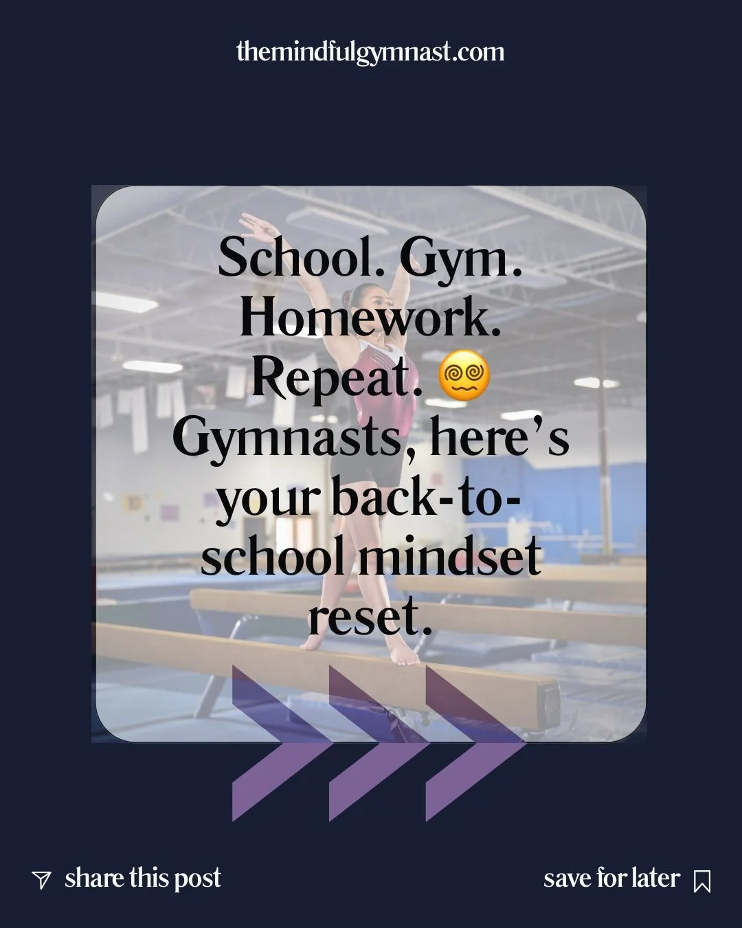 Back-to-school season can bring a LOT of pressure for gymnasts. 🤸&zwj;♀️📚

Suddenly you&rsquo;re balancing practices, homework, meets, friendships, expectations, lack of sleep&hellip;and still expecting yourself to do all of it perfectly.

Instead 