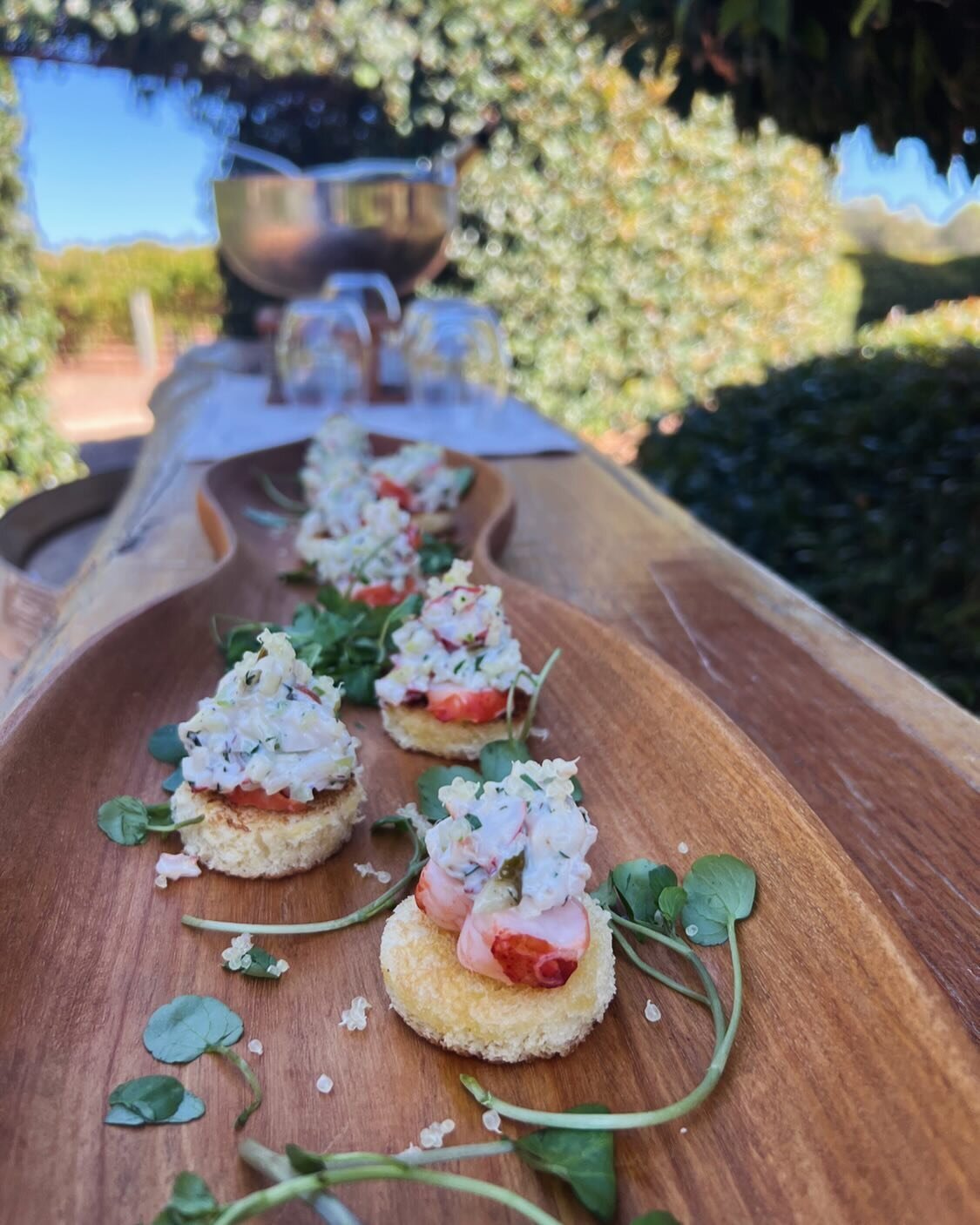 &lsquo;A Taste of Western Australia&rsquo; was the theme of our exclusive cruise tour vineyard lunch yesterday, highlighting the delicious flavours of our region. This amuse-bouche with Marron with a topping of a remoulade was served with @whicherrid