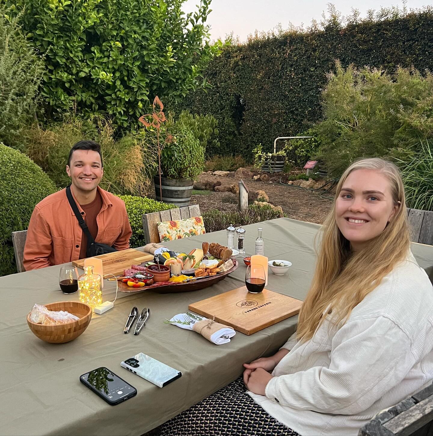 Visiting from Sydney &amp; enjoying the cooler autumn evening on their Sunset Wine Experience tour, complete with a private dinner in the wine sensory garden.