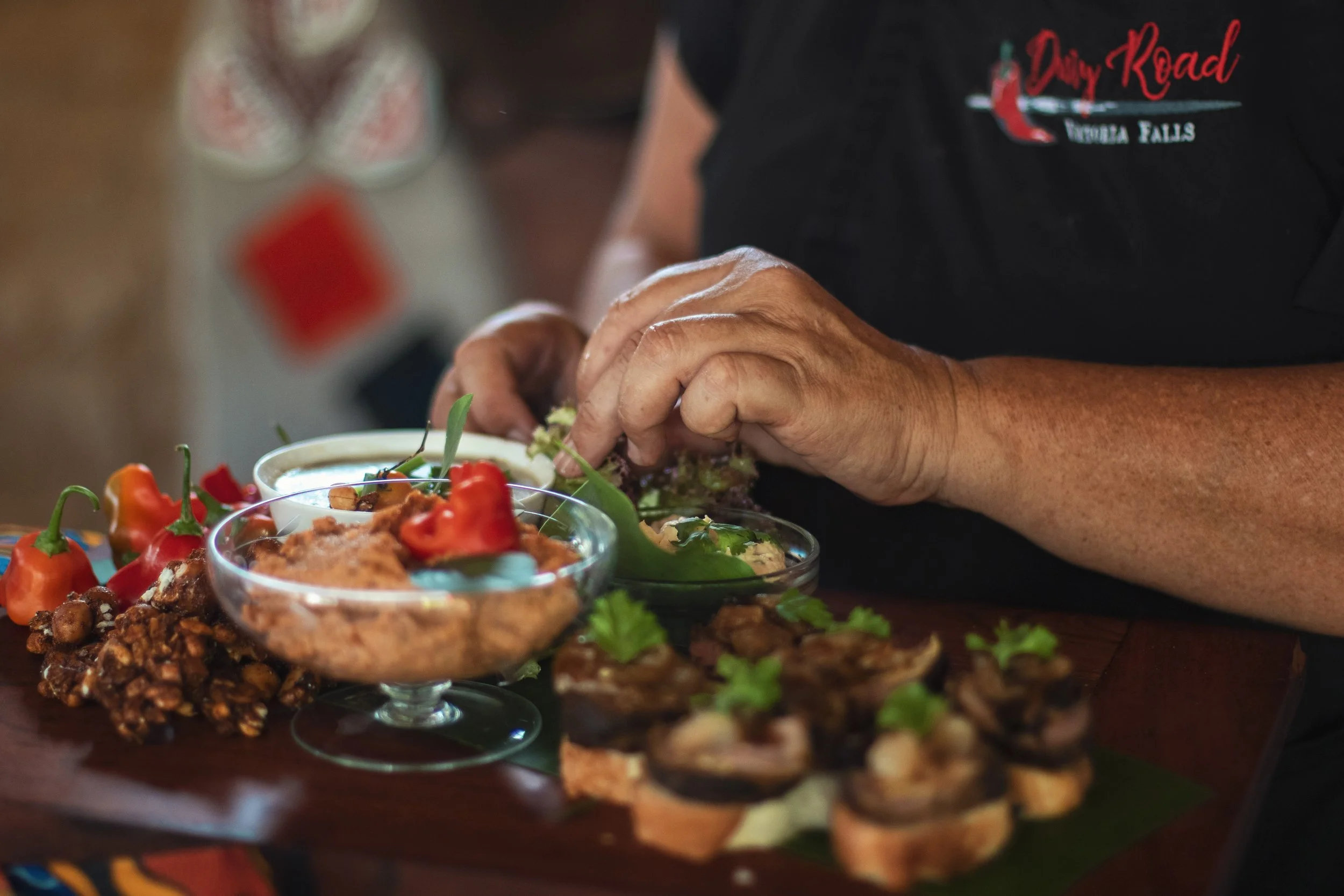 Dusty Road Restaurant Victoria Falls authenic traditional african food and cooking