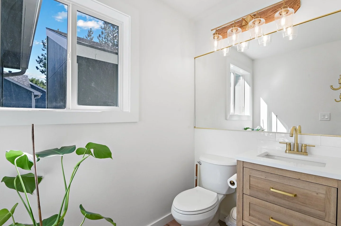 Half bath, kids bath, guest bath. 
A remodel doesn&rsquo;t always have to be the same level a grandiose master bathroom to make a big impact. Fresh paint &amp; new lighting are some simple updates. Take it to the next level and replace the vanity &am