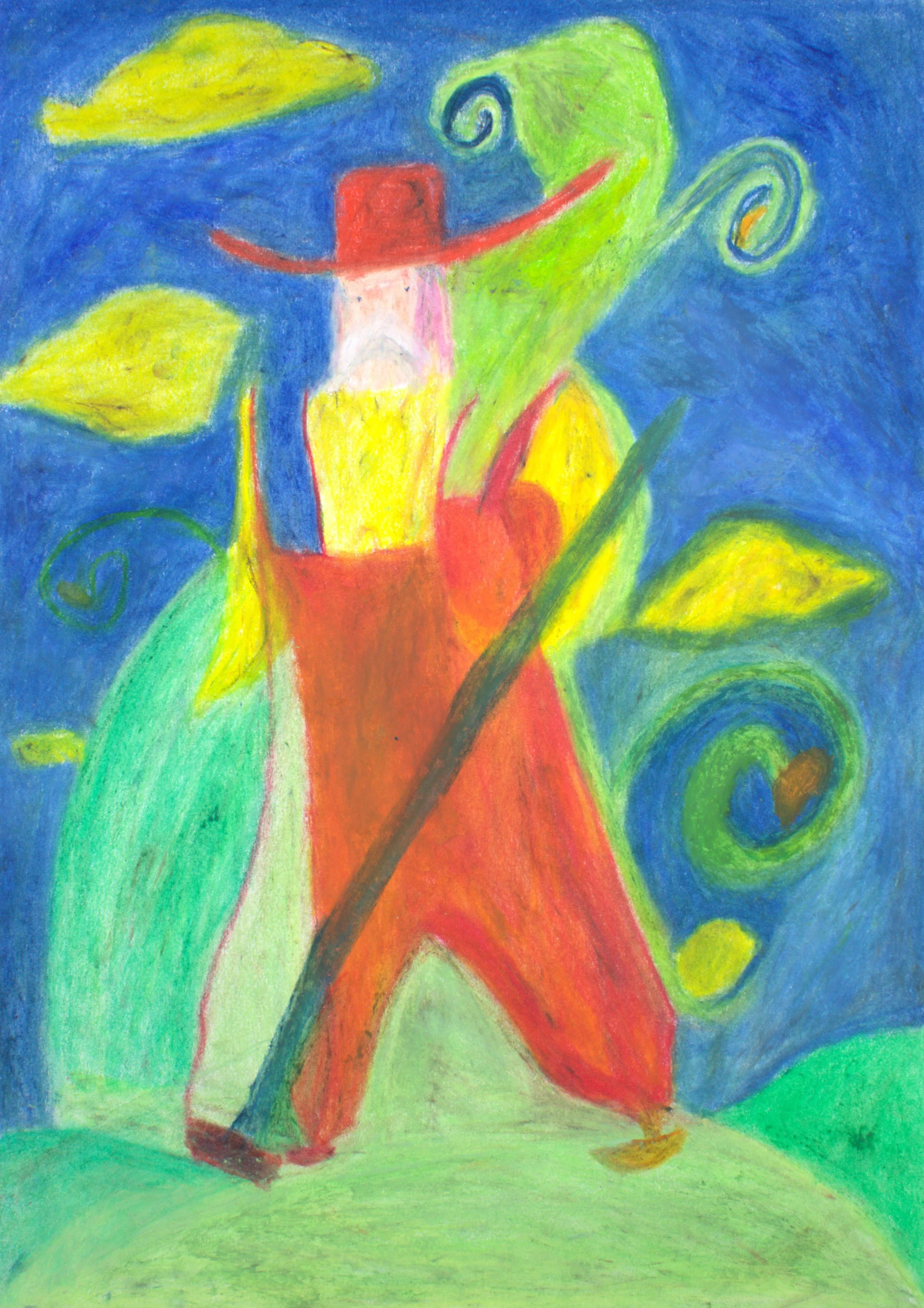 Paul Harrington, The Farmer, Oil Pastel on Paper.jpg