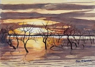 Sunset Menendie Lake Watercolour.jpeg