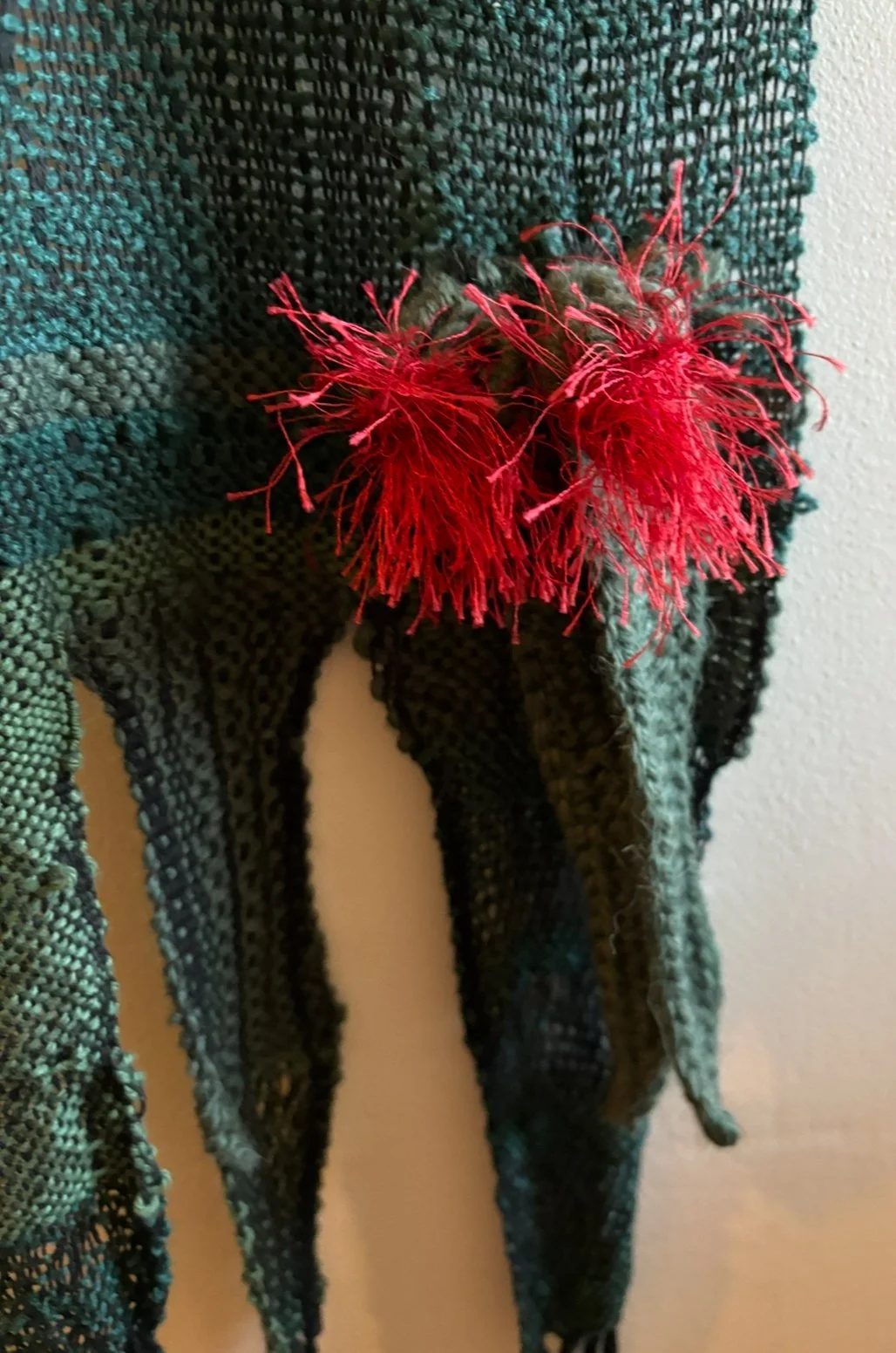 Roz Effenberg - Detil of gum blossoms on a Saori weving.jpeg