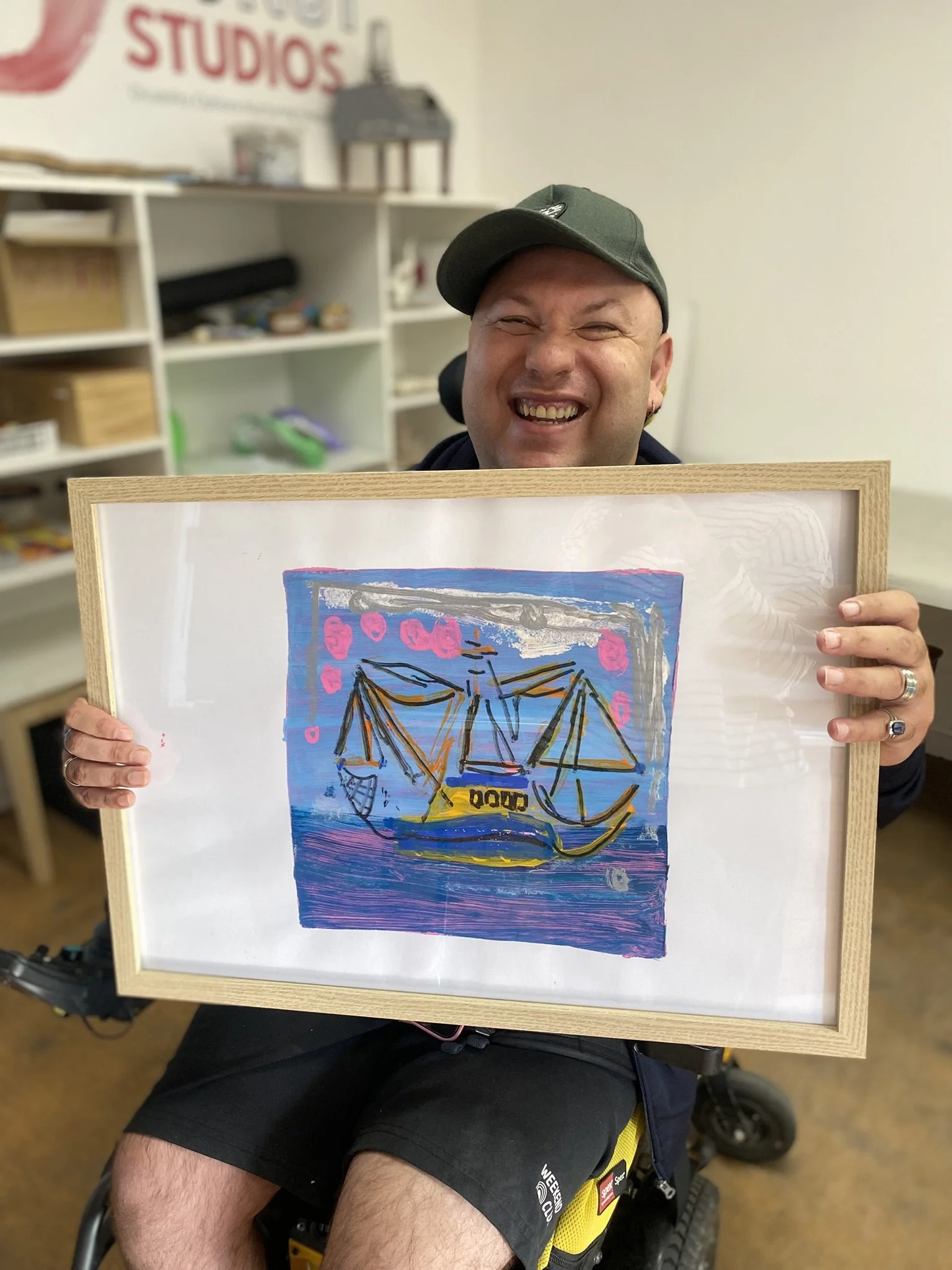 Shae Leonard, The Trawler, Acrylic Monoprint on Paper.JPEG
