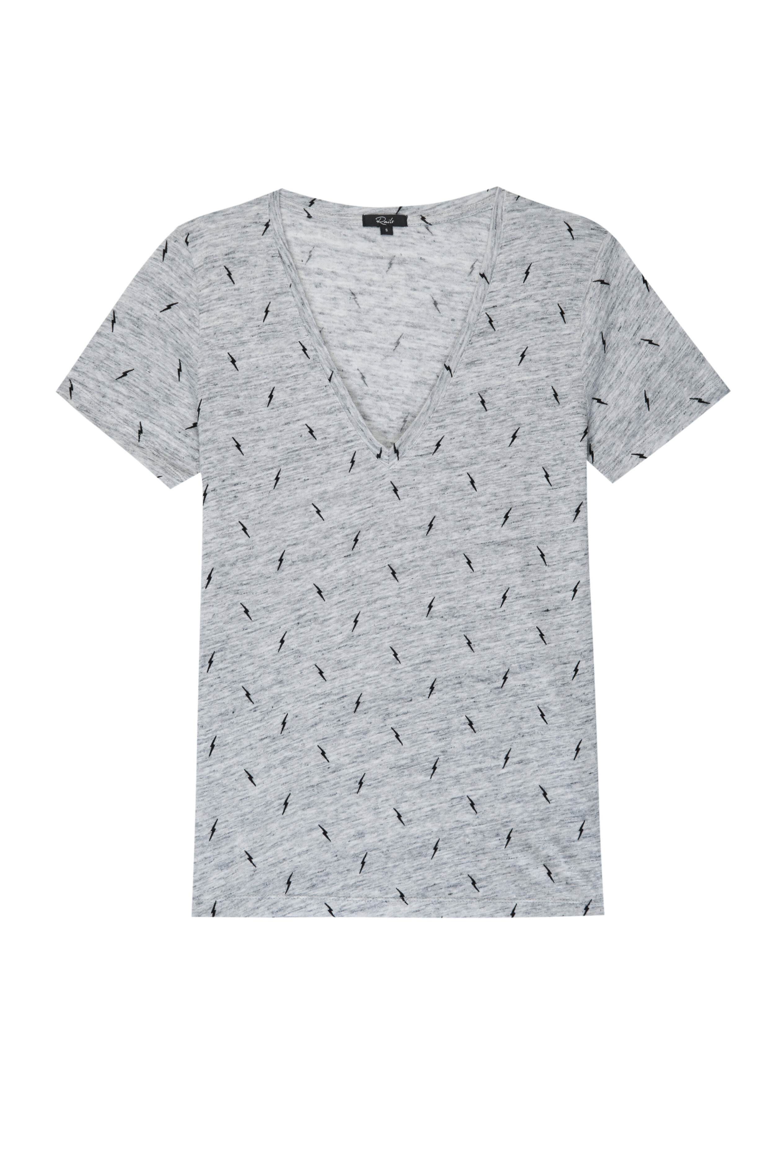 V Neck Grey Printed T Shirt