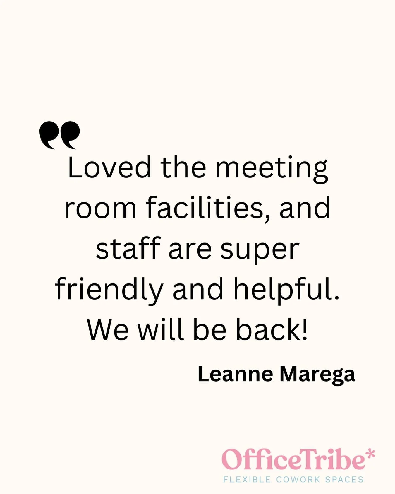 We&rsquo;re so grateful for this lovely feedback! 

At OfficeTribe, we&rsquo;re all about creating spaces that help people connect, collaborate, and feel at home while they work. Thanks for choosing us, we hope to see you again soon!
.
.
#OfficeTribe