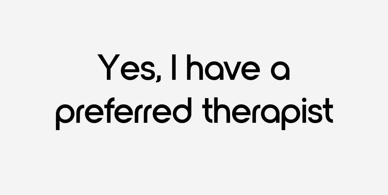 Button to select a preferred therapist at the Mount Studio