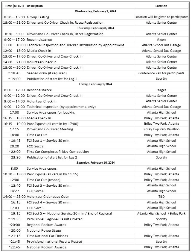 Schedule — Sno*Drift