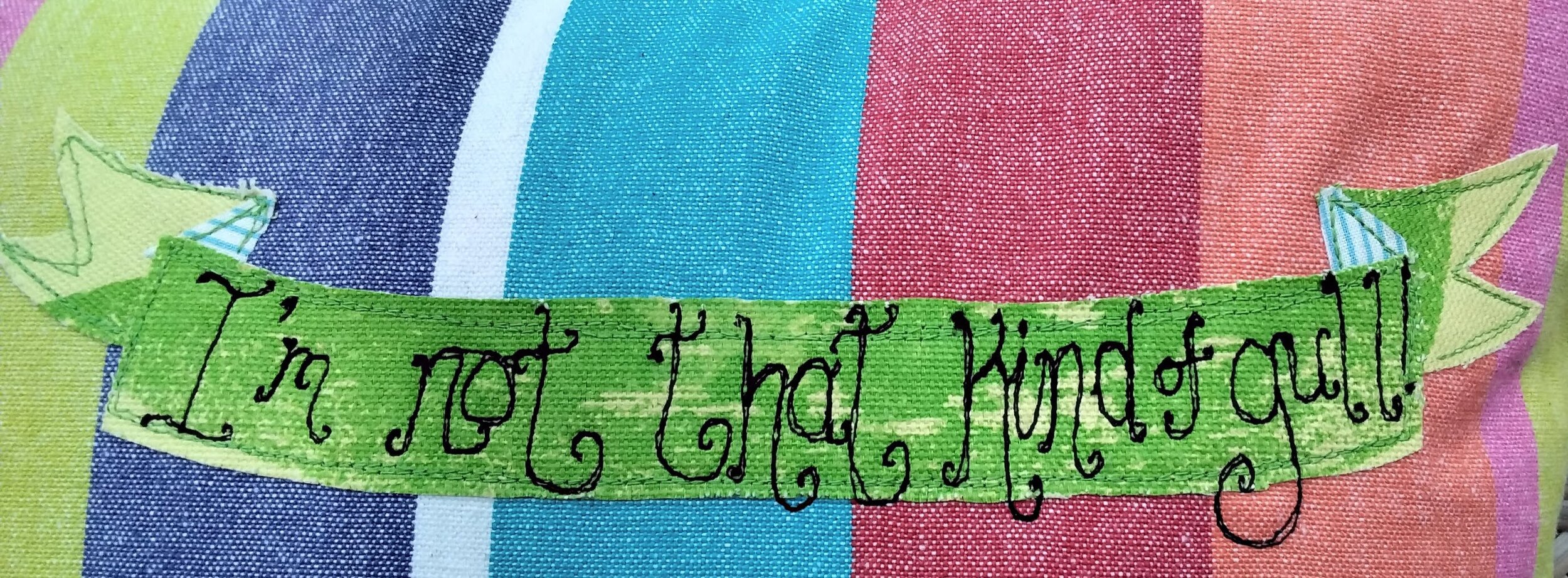 Mae Kandoo Not that kind of gull free motion embroidery statement