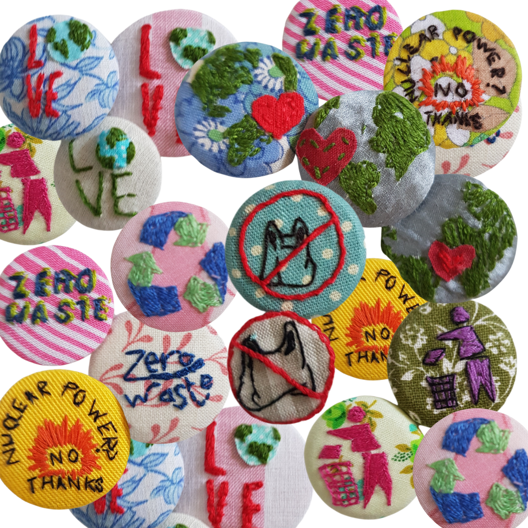 Mae-Kandoo-hand-embroidered-slogan-badges-Vintage-at-Wilderness