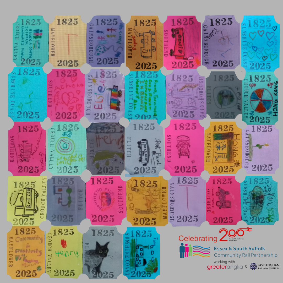 Mae-Kandoo-Community-workshop-Collection-of-fabric flags shaped as tickets with hand drawn pictures celebrating R200