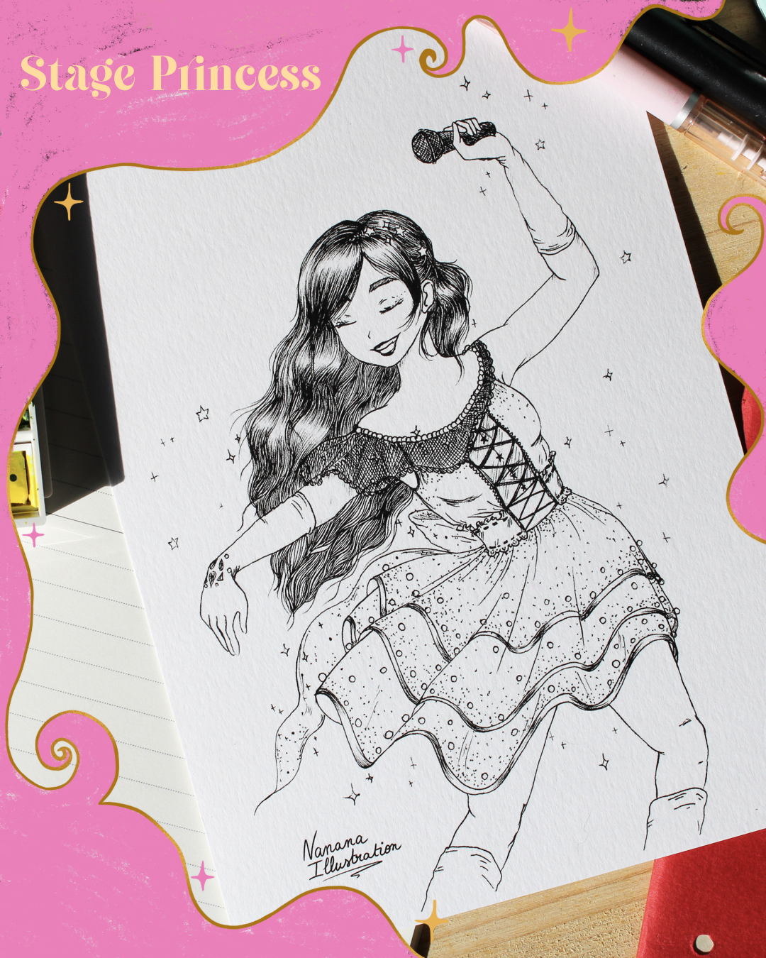 Illustration format A5 à colorier, décoration d'intérieur, coloriage enfant, anime kawaii,