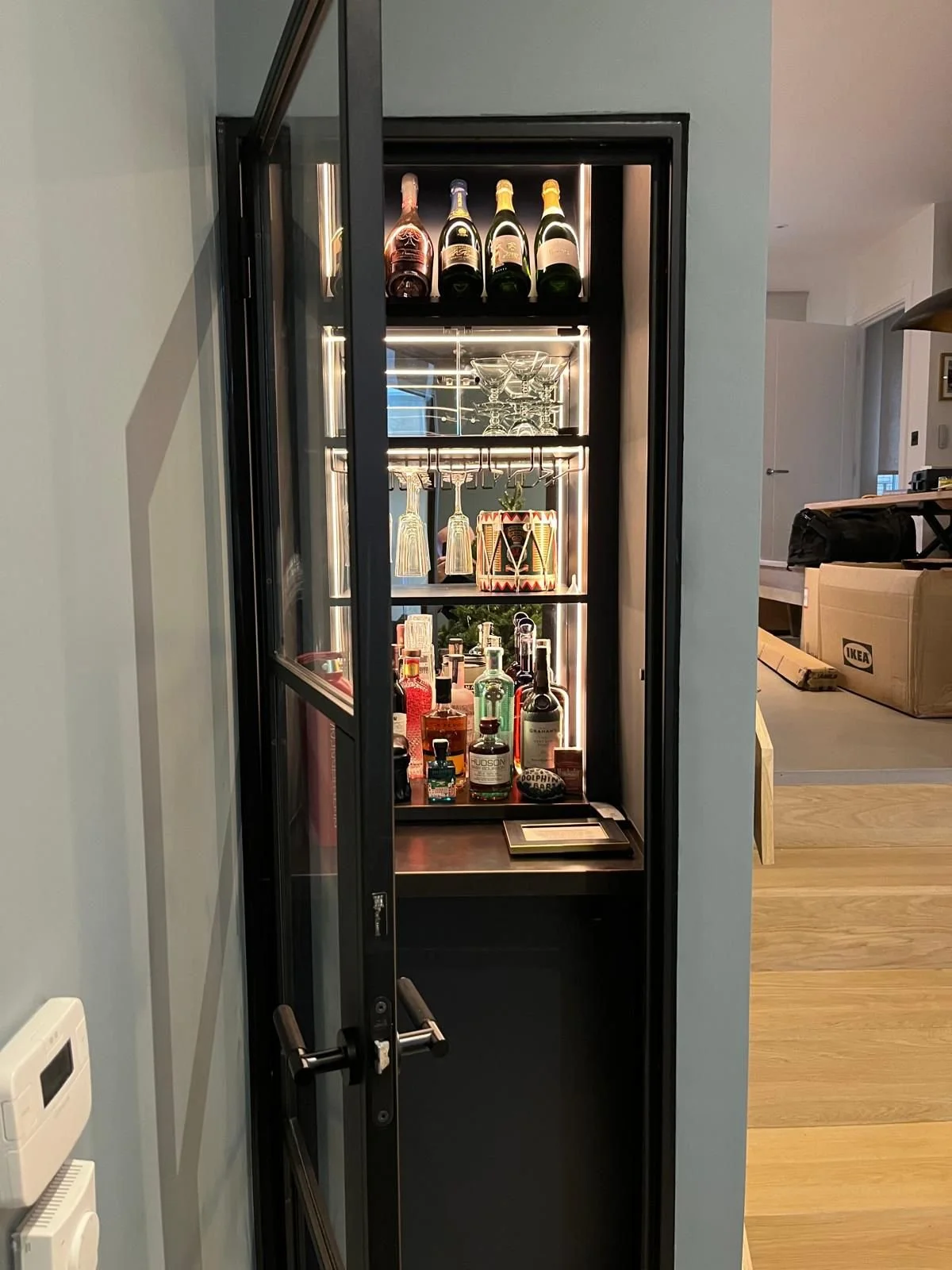 London 'cupboard' bar. Have a unique space that you would like a bar in  - we are up for the challenge! 