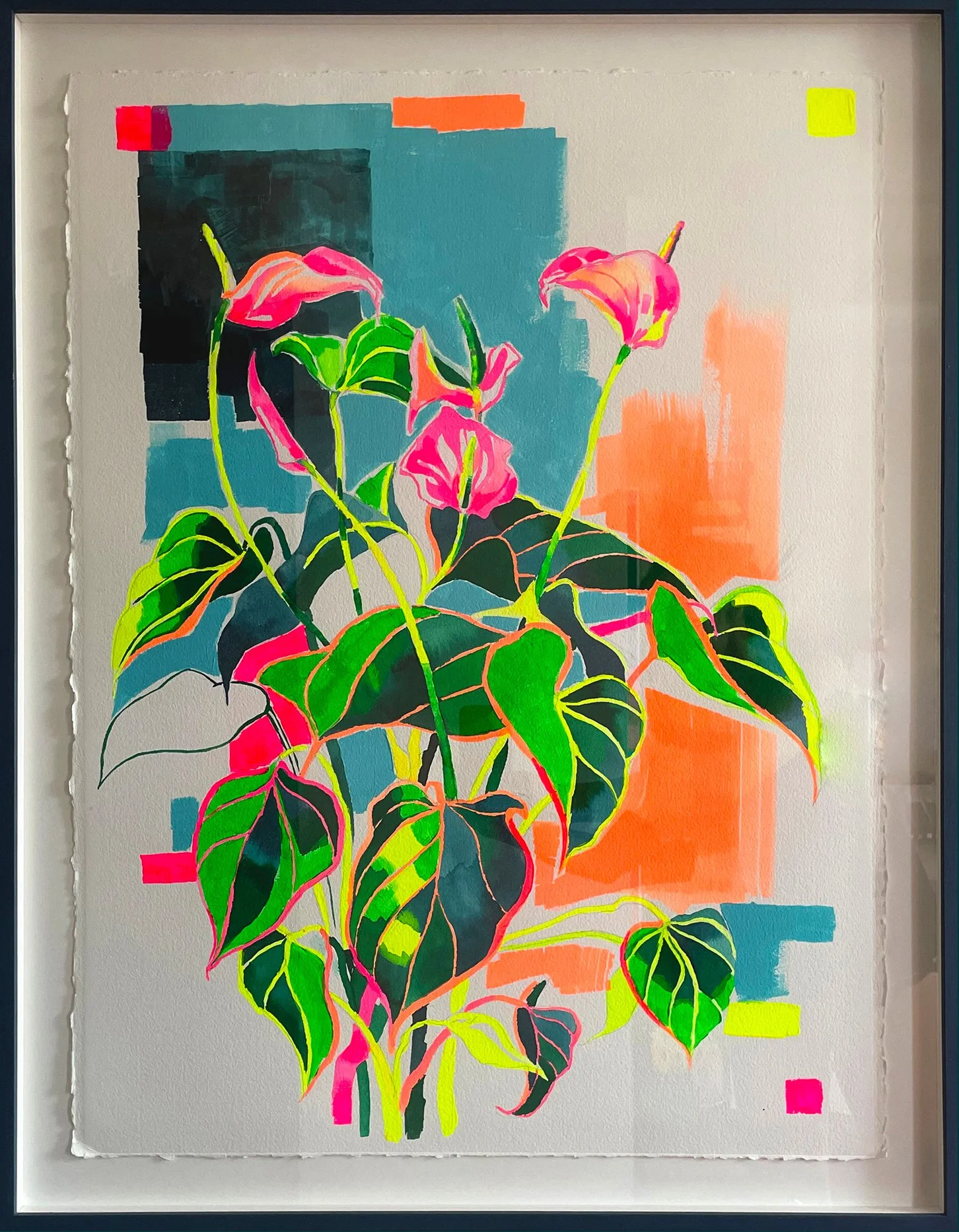 Glowing Lilies - watercolour, ink, acrylic on watercolour paper (640 gsm), 68 x 86cm