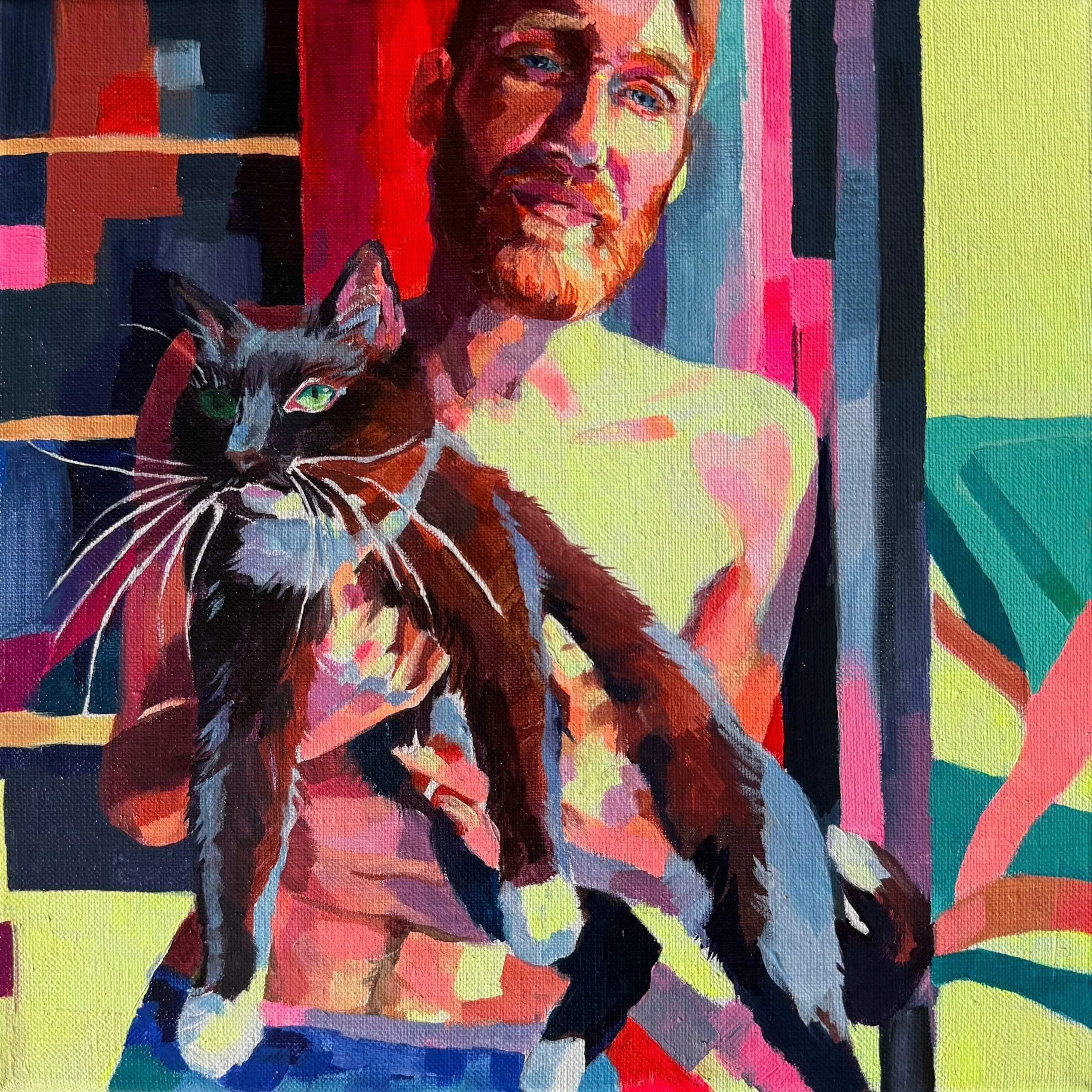Playtime, oil and acrylic on canvas, 30 x 30cm, 2026, Enquire about this work