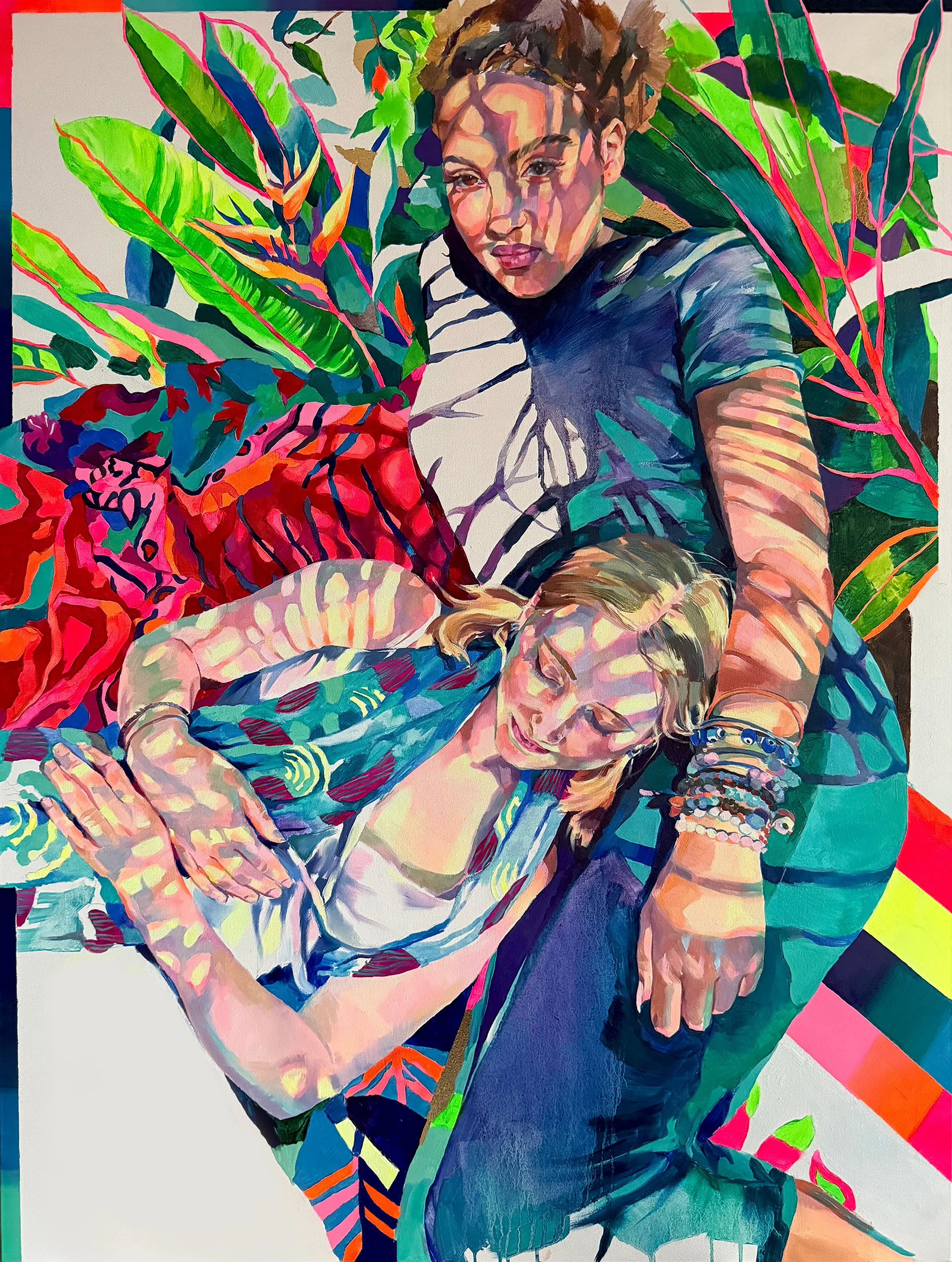 Isis & George, - oil, acrylic, gold leaf on canvas, 91 x 120cm, 2026