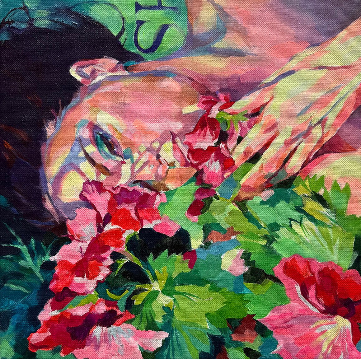 Solace - oil, acrylic on canvas, 30 x 30cm