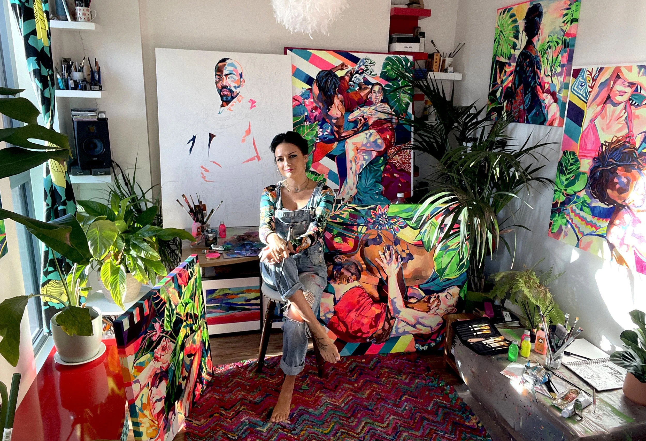 Figurative painter Joanna Pilarczyk in her studio, London, 2023