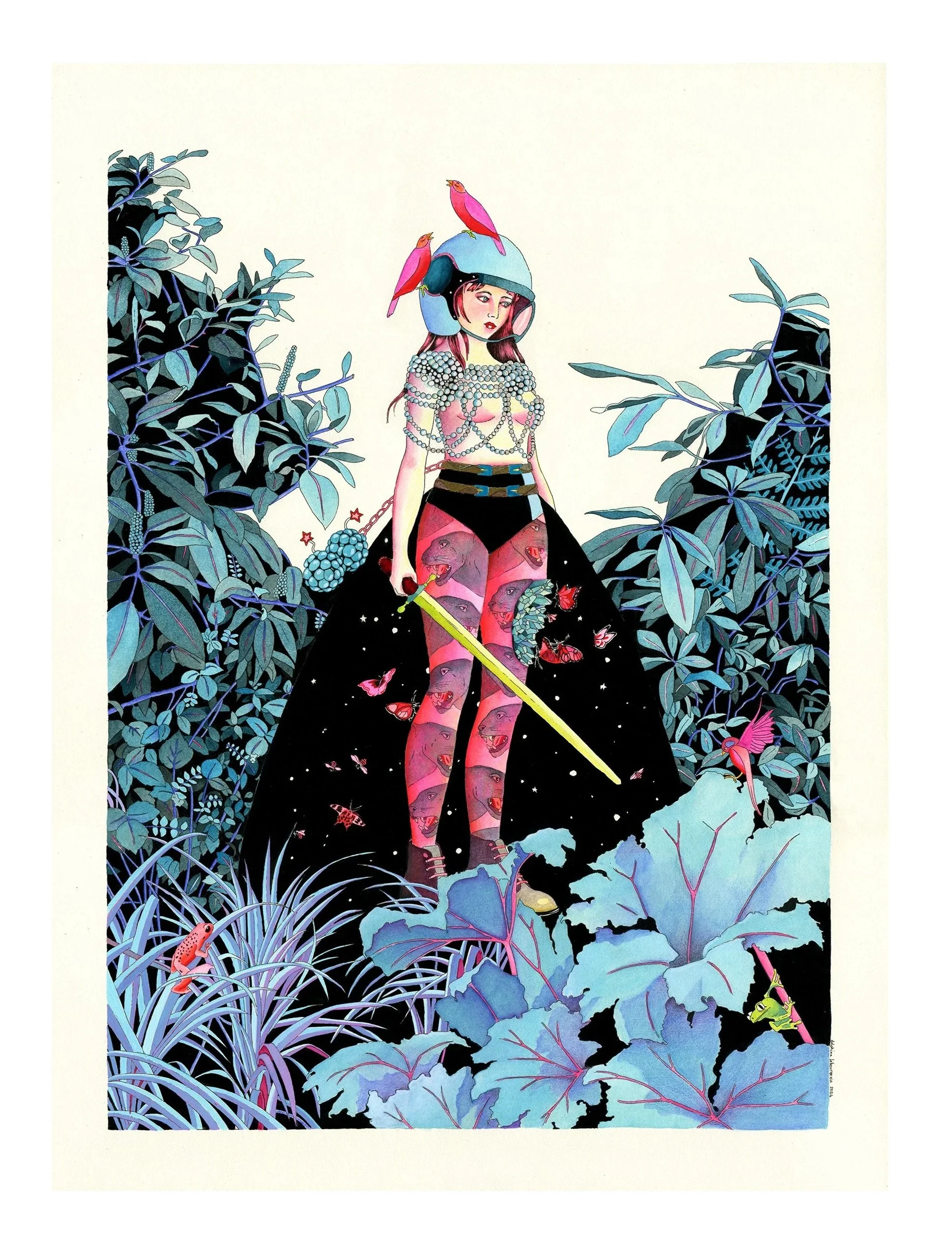 Precious Scar / 2024 / ink, watercolour and acrylic on 300gms Fabriano paper / 43.5x58.5cm