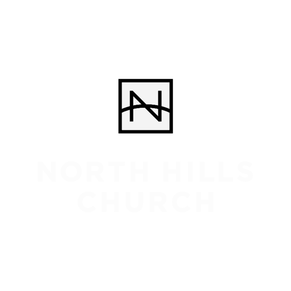 Black and white logo for North Hills Church, with a stylized 'N' inside a square and the church's name in bold, uppercase letters.