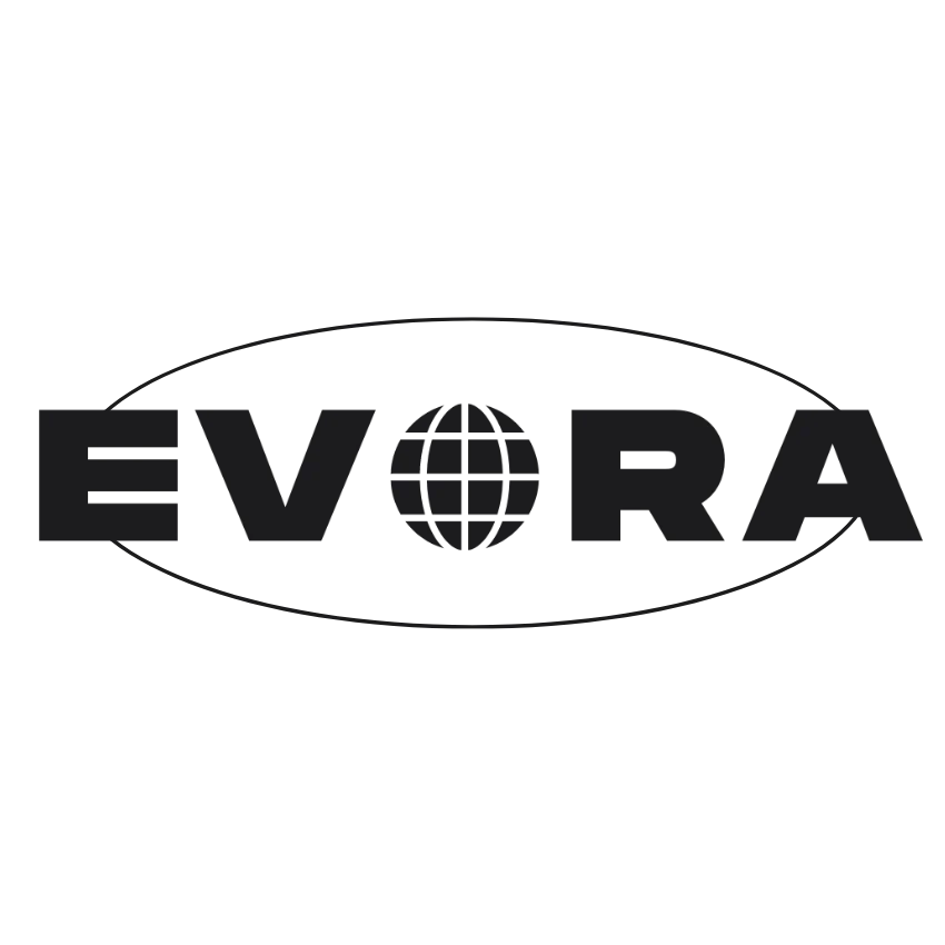 EVOIRA logo with the word 'EVOIRA' and a globe icon in the letter 'O'.