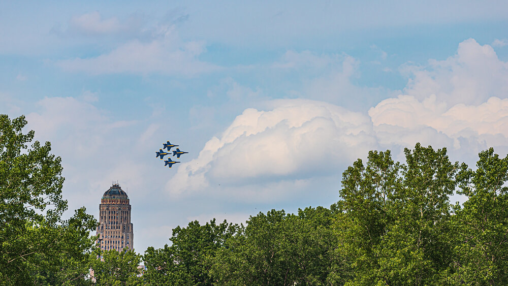 US Navy Blue Angels over Buffalo City Hall