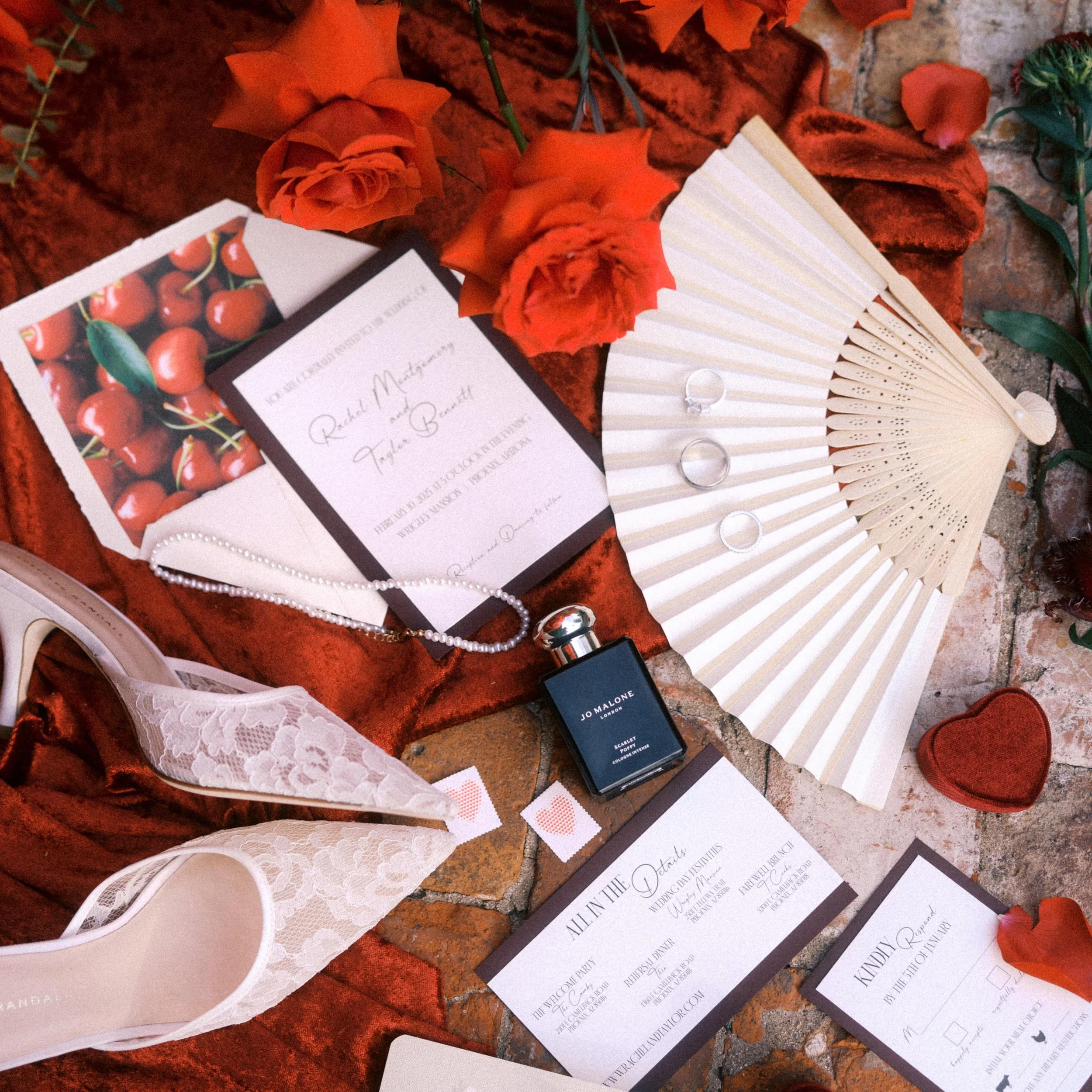 Red Valentines Theme Wedding Accessorises