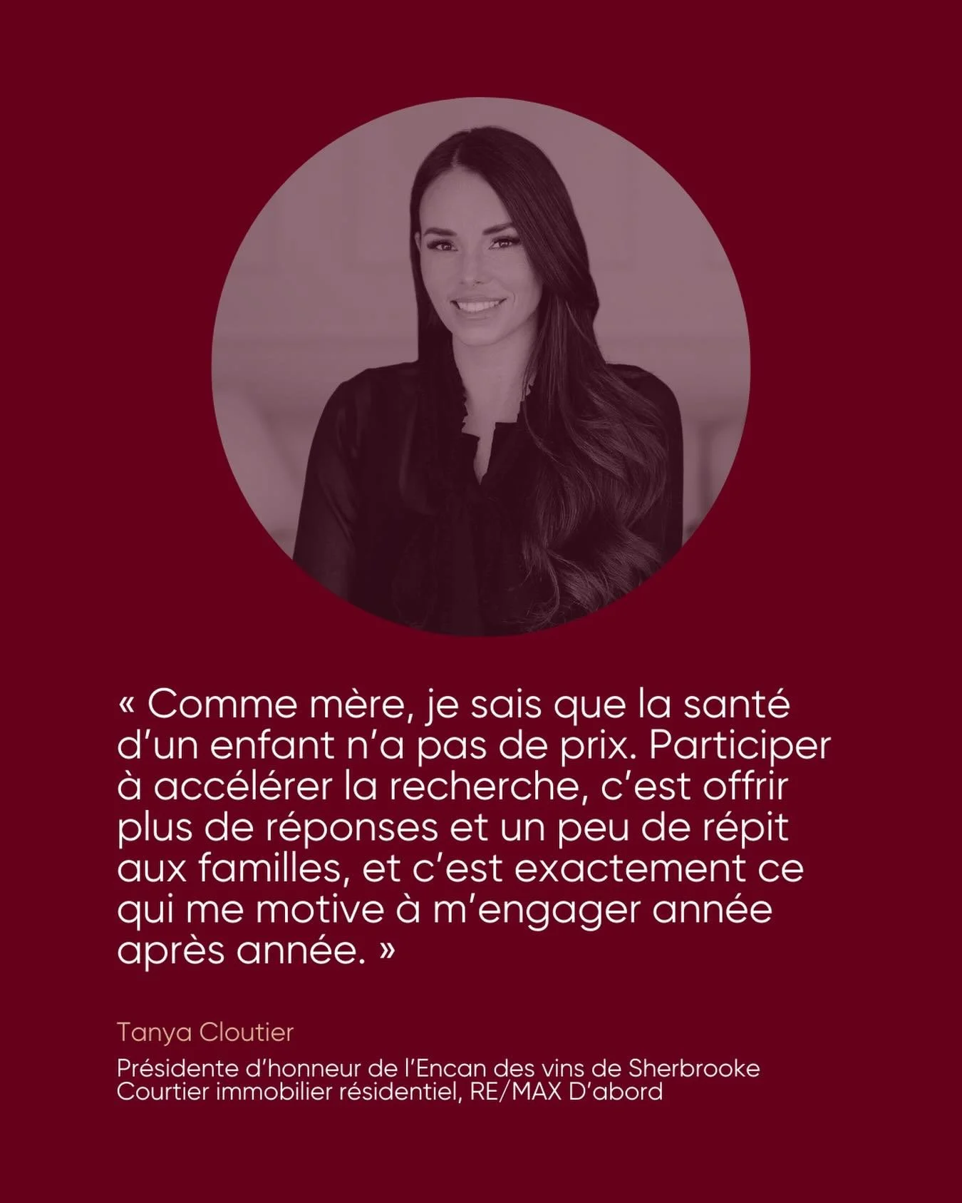 Nous sommes fiers de pr&eacute;senter @tanyacloutier (@remaxquebec), pr&eacute;sidente d&rsquo;honneur de l&rsquo;Encan des vins de Sherbrooke pour une 3e ann&eacute;e cons&eacute;cutive. 🍷&nbsp;
&nbsp;
Pour Tanya, revenir comme pr&eacute;sidente d&