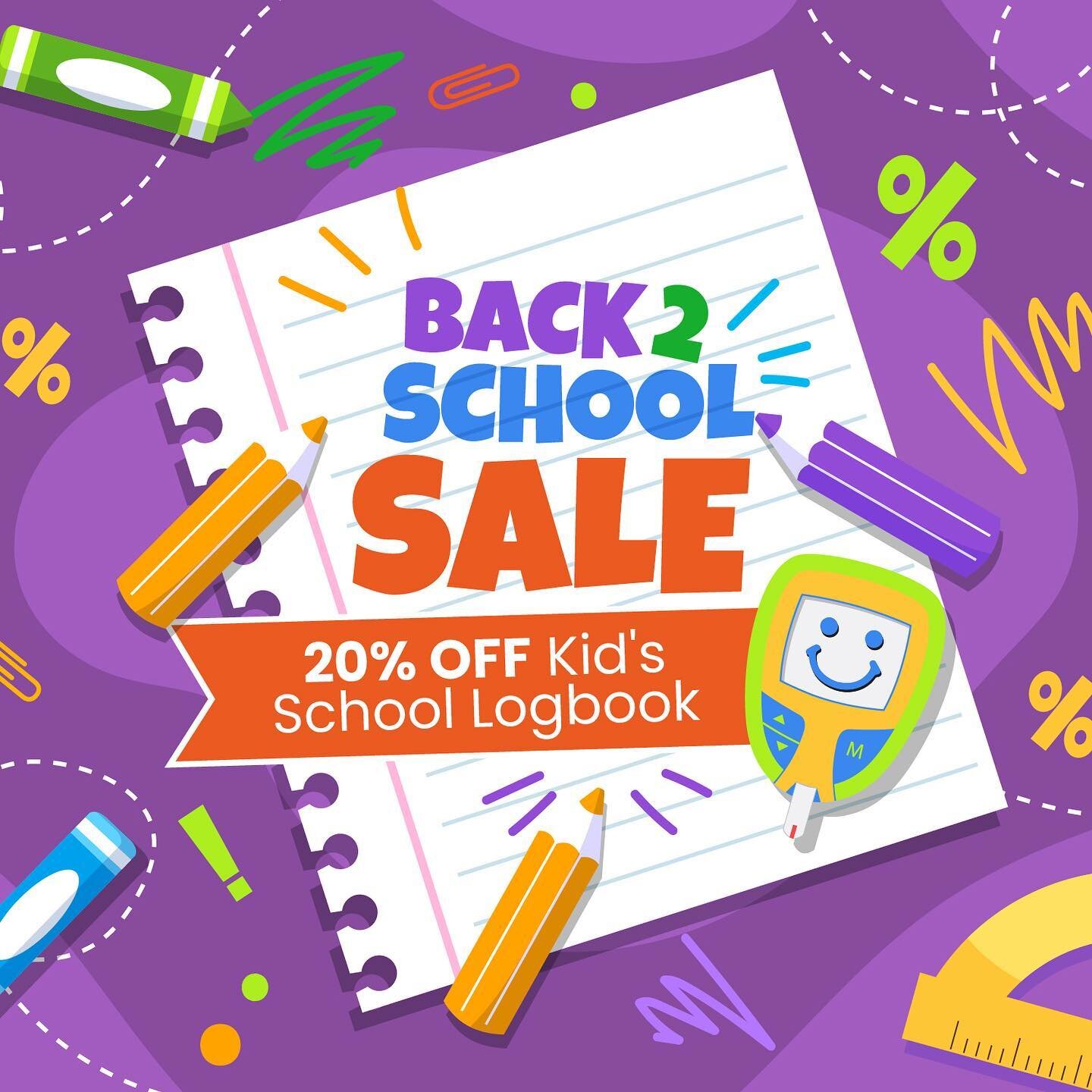 We&rsquo;re now offering 20% off our School T1D Logbook for kids! Sale ends Tuesday 8/23. This daily journal is designed to help you and your child stay organized and on top of your diabetes management while at school! Use it to keep track of blood s