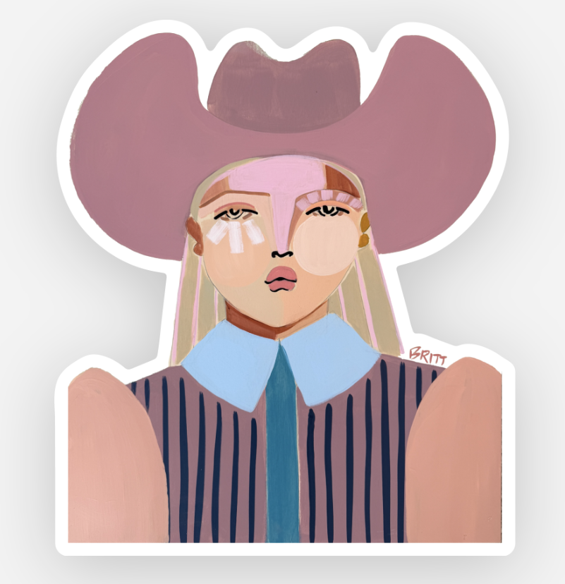 Cowgirl Sticker Pink Hat.png